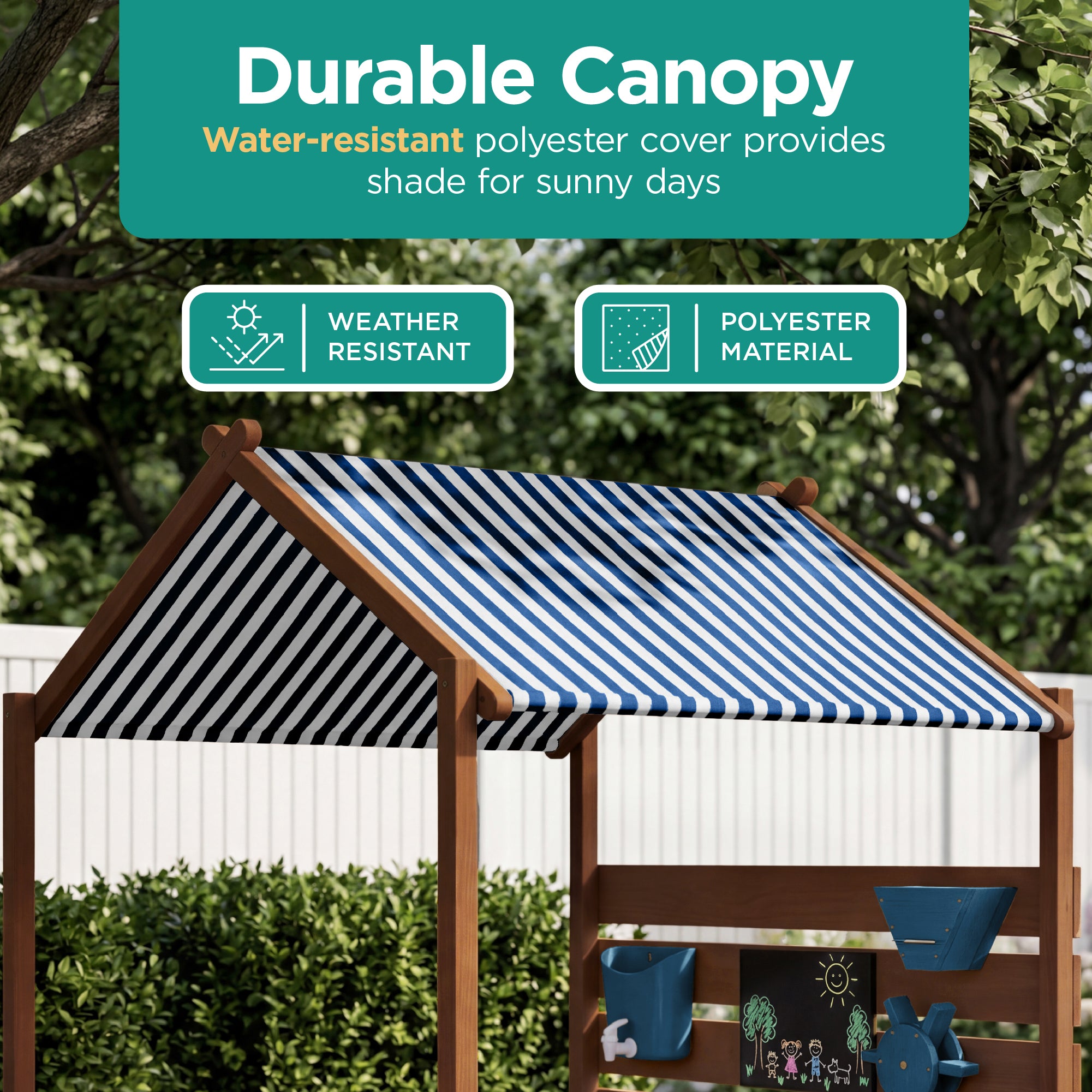 Deluxe Wooden Sandbox with Canopy & Water Table for Kids