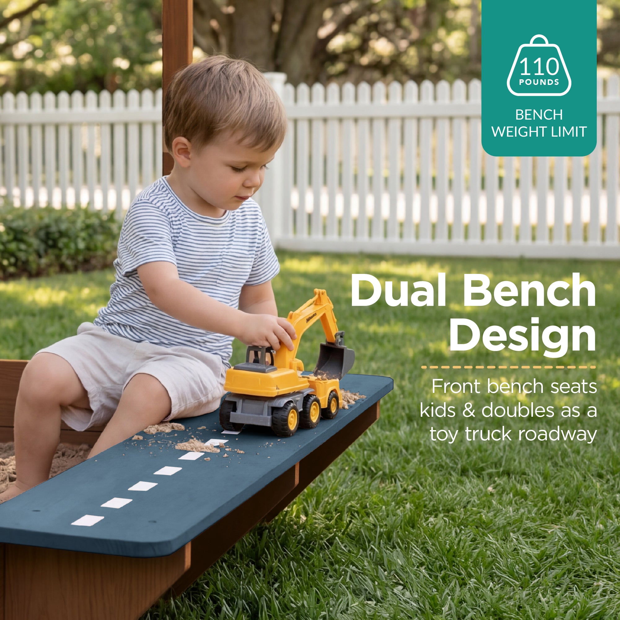 Deluxe Wooden Sandbox with Canopy & Water Table for Kids