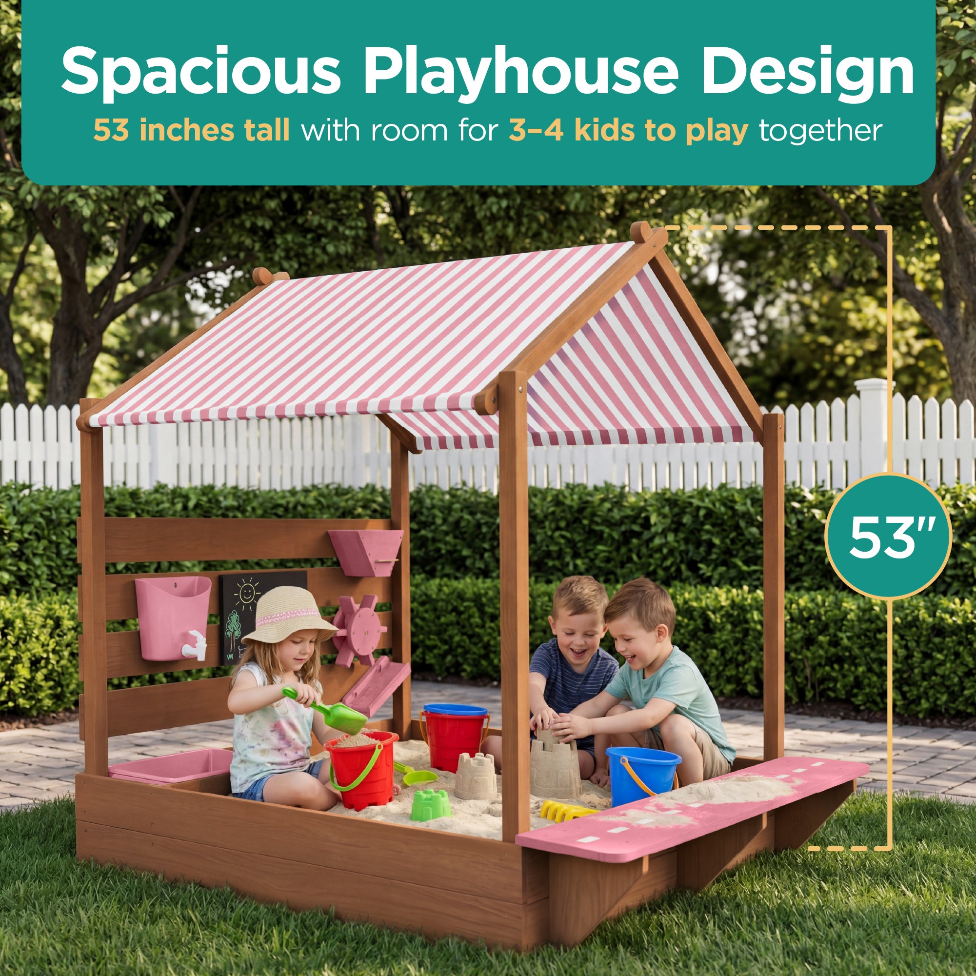 Deluxe Wooden Sandbox with Canopy & Water Table for Kids – Best