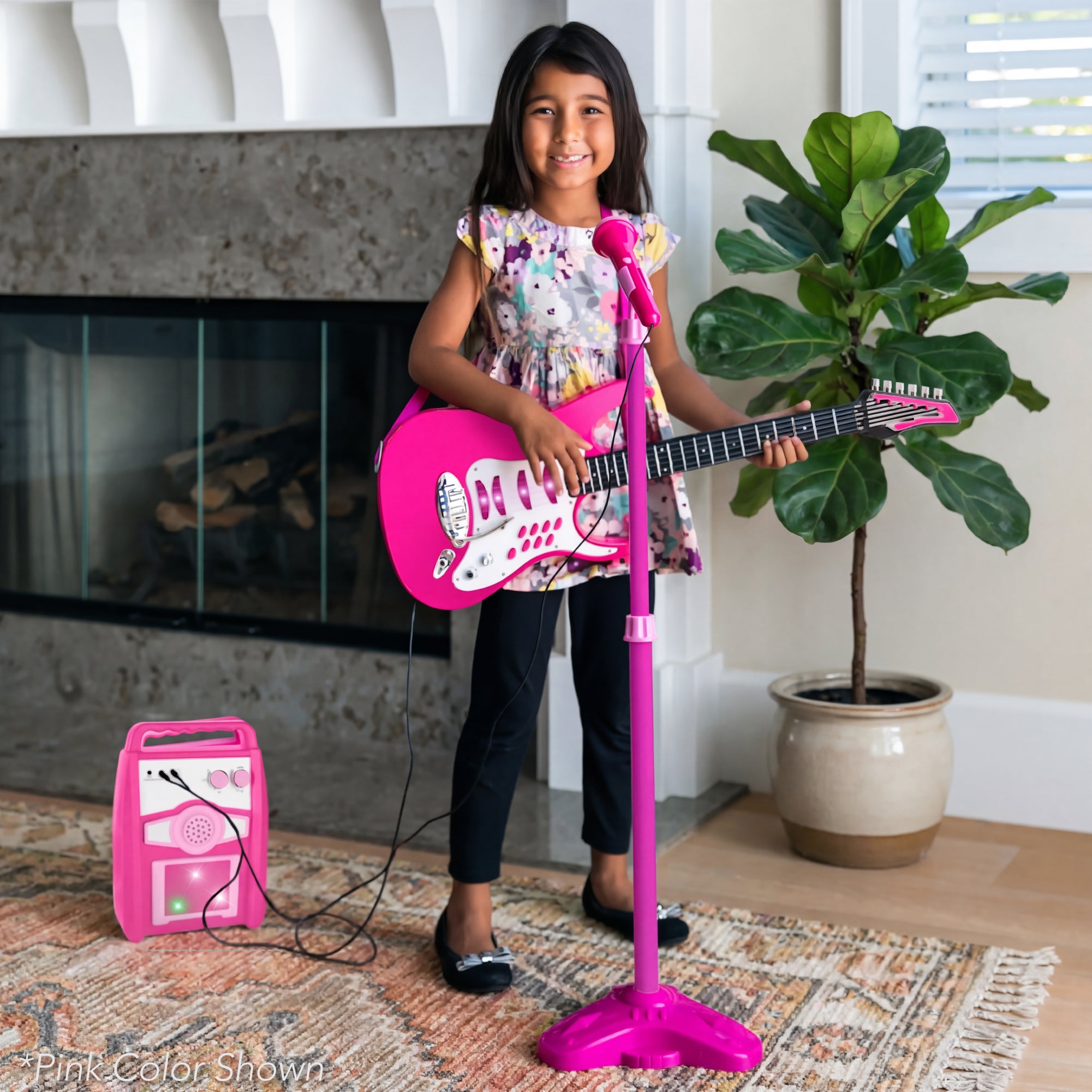 Kids Electric Guitar Toy Play Set w/ 6 Songs, Microphone, Amp