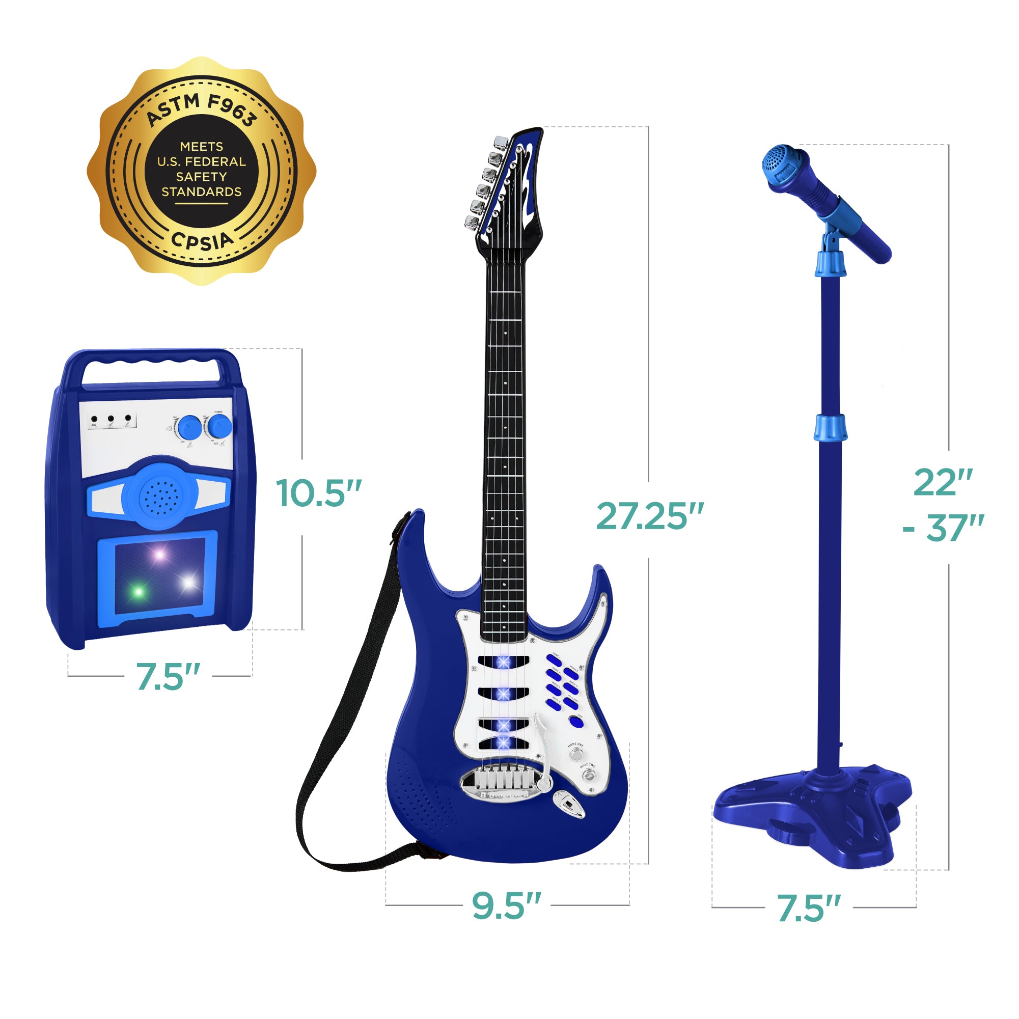 Kids Electric Guitar Toy Play Set w/ 6 Songs, Microphone, Amp