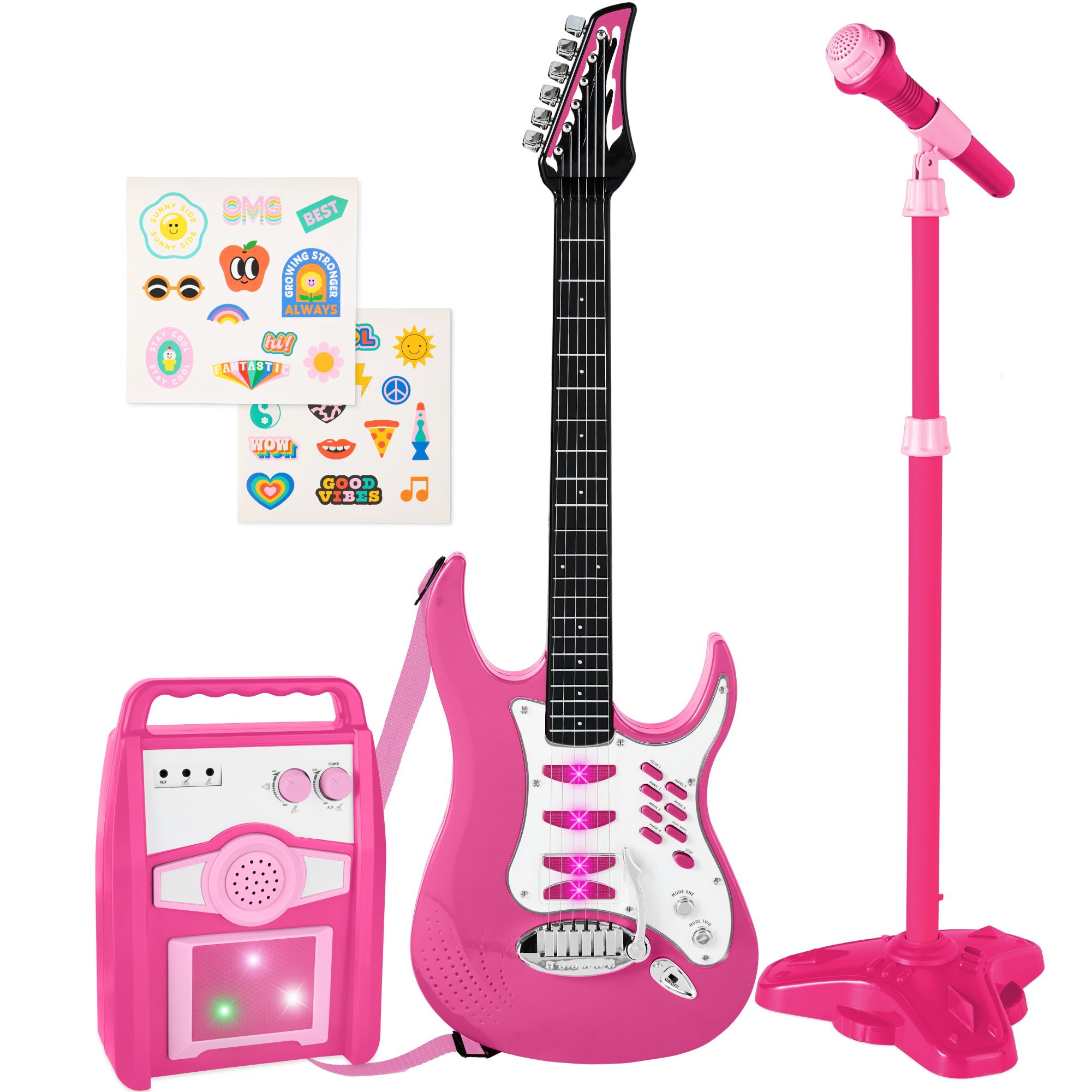 Kids Electric Guitar Toy Play Set w/ 6 Songs, Microphone, Amp