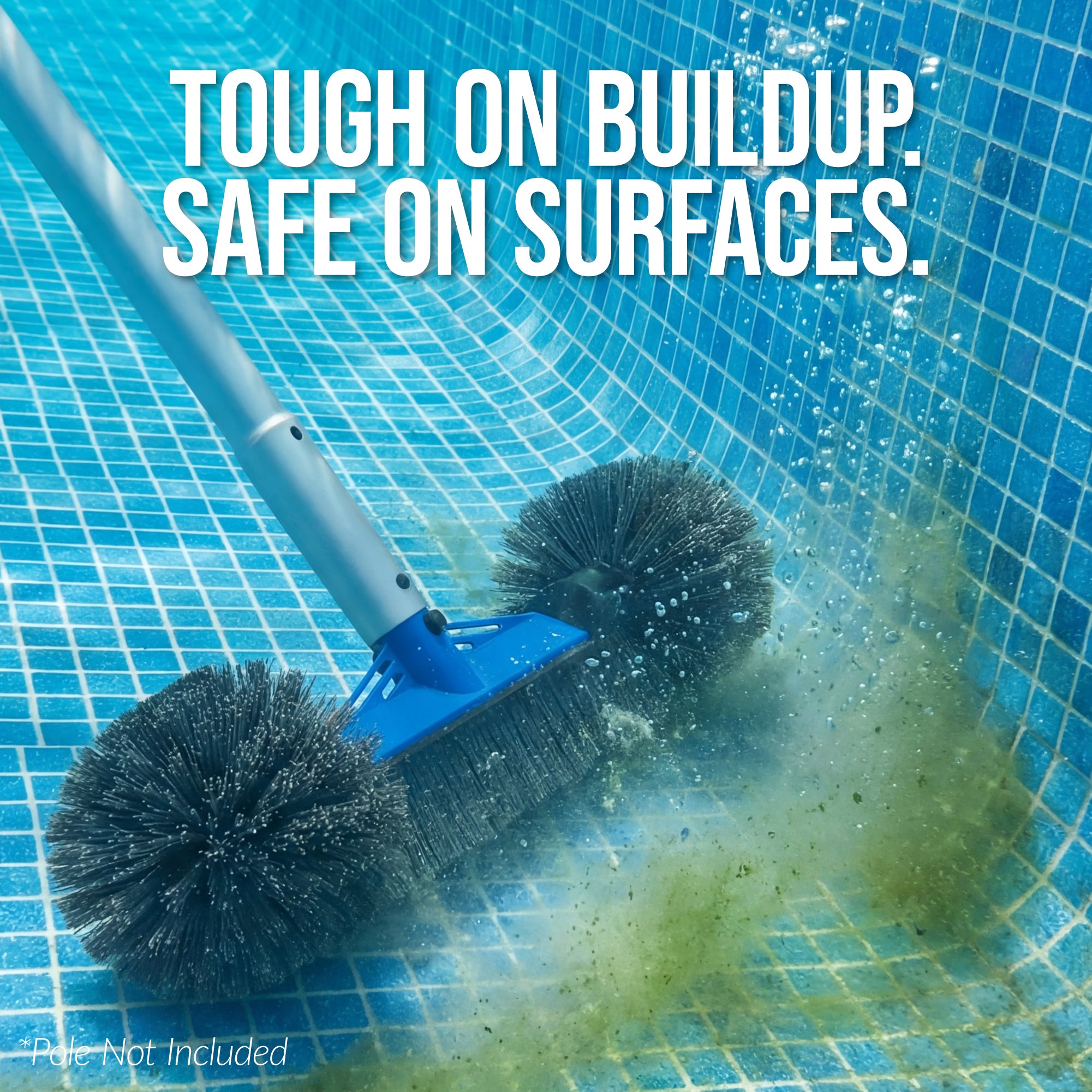 20" Heavy-Duty Pool Brush Head with Reinforced Aluminum Bracket