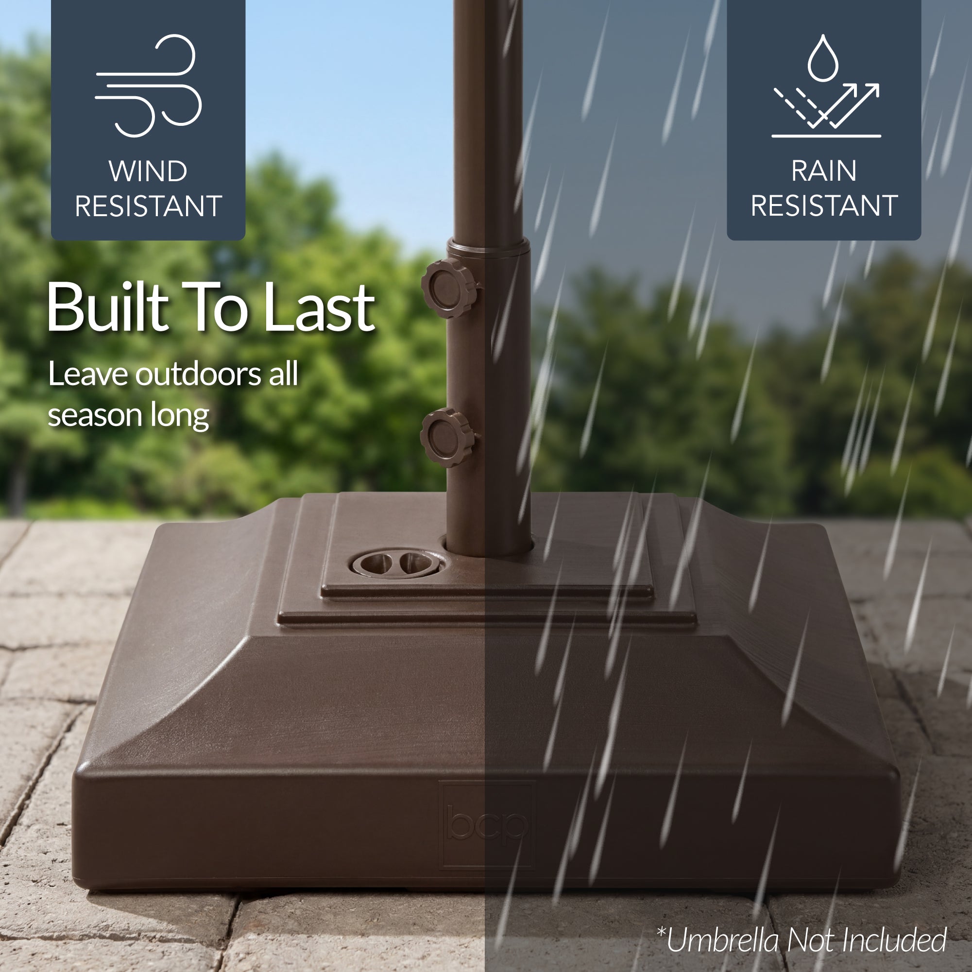 Plastic Patio Umbrella Base Pole Holder Accessory w/ Adjustable Knob – Best Choice Products