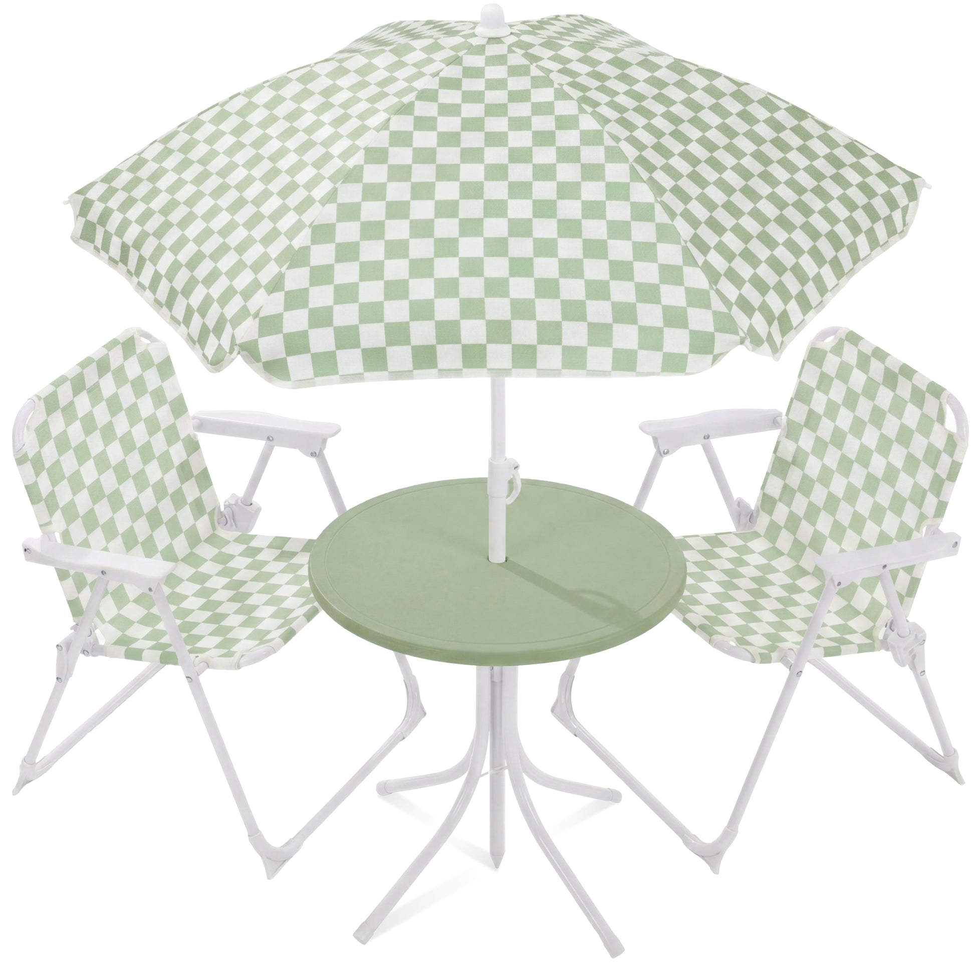 Kids Outdoor Table and Chair Set with Umbrella, Foldable Toddler Set – Best Choice Products