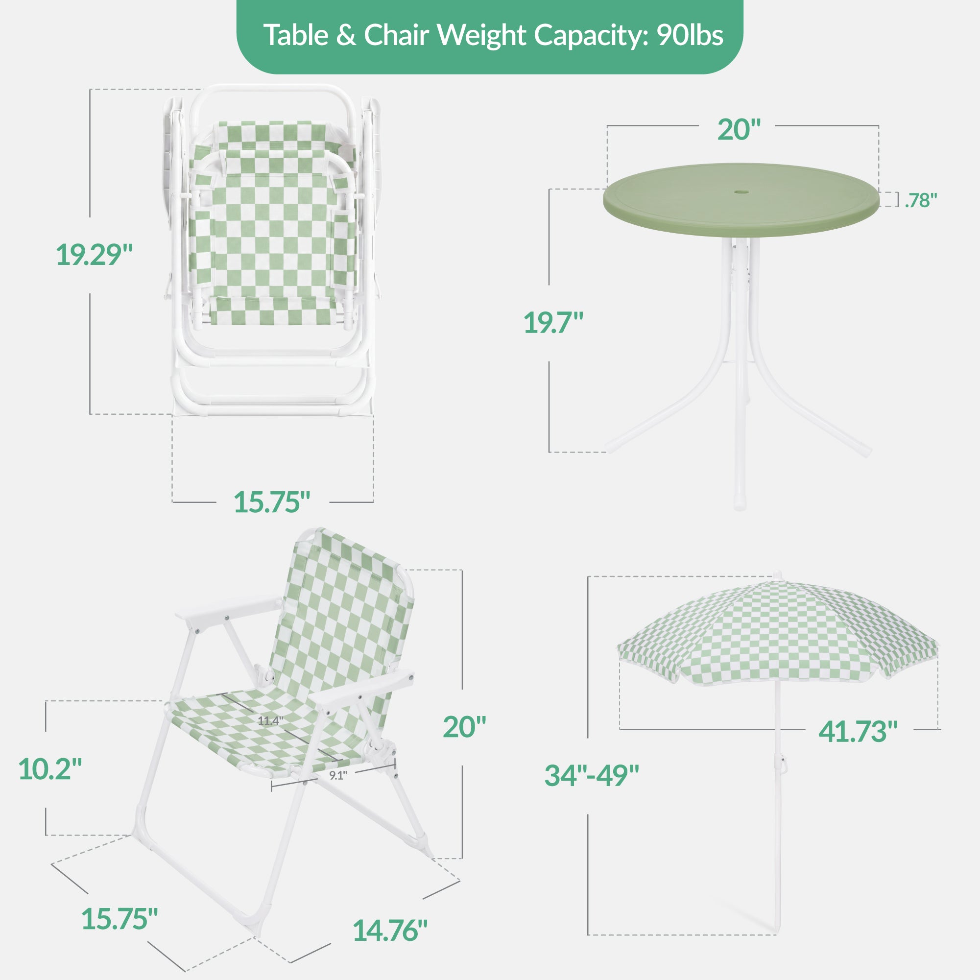 Kids Outdoor Table and Chair Set with Umbrella, Foldable Toddler Set
