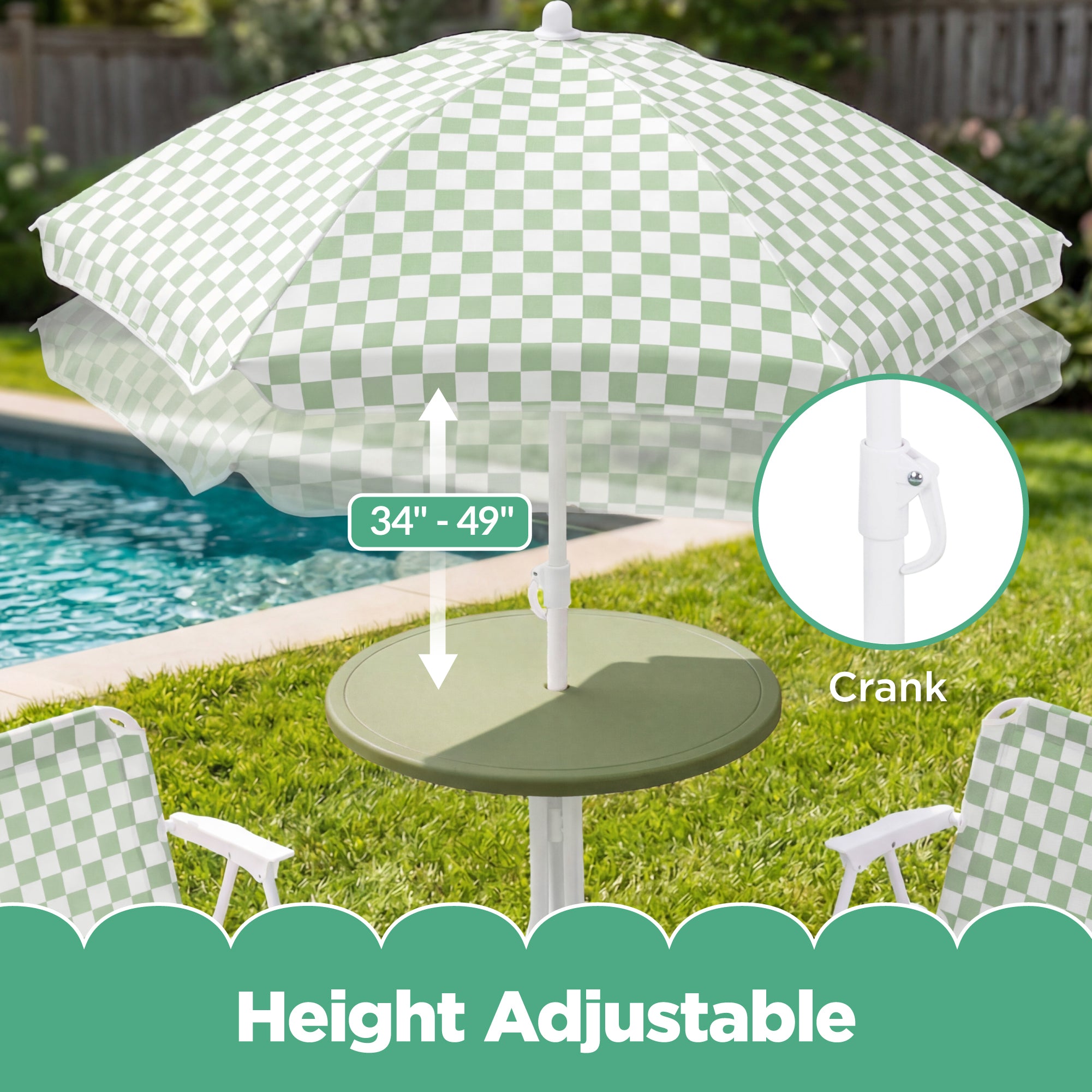 Kids Outdoor Table and Chair Set with Umbrella, Foldable Toddler Set
