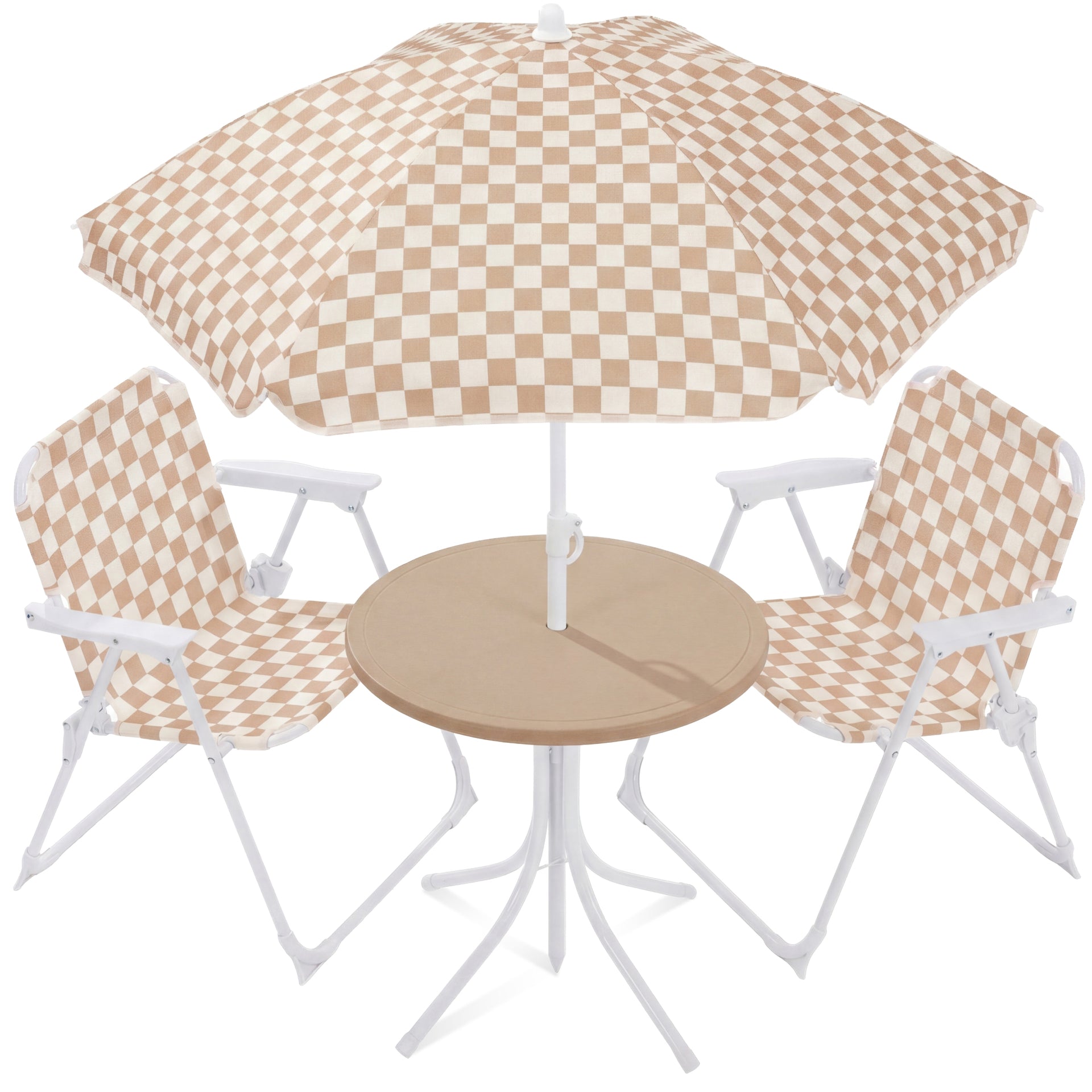 Kids Outdoor Table and Chair Set with Umbrella, Foldable Toddler Set – Best Choice Products