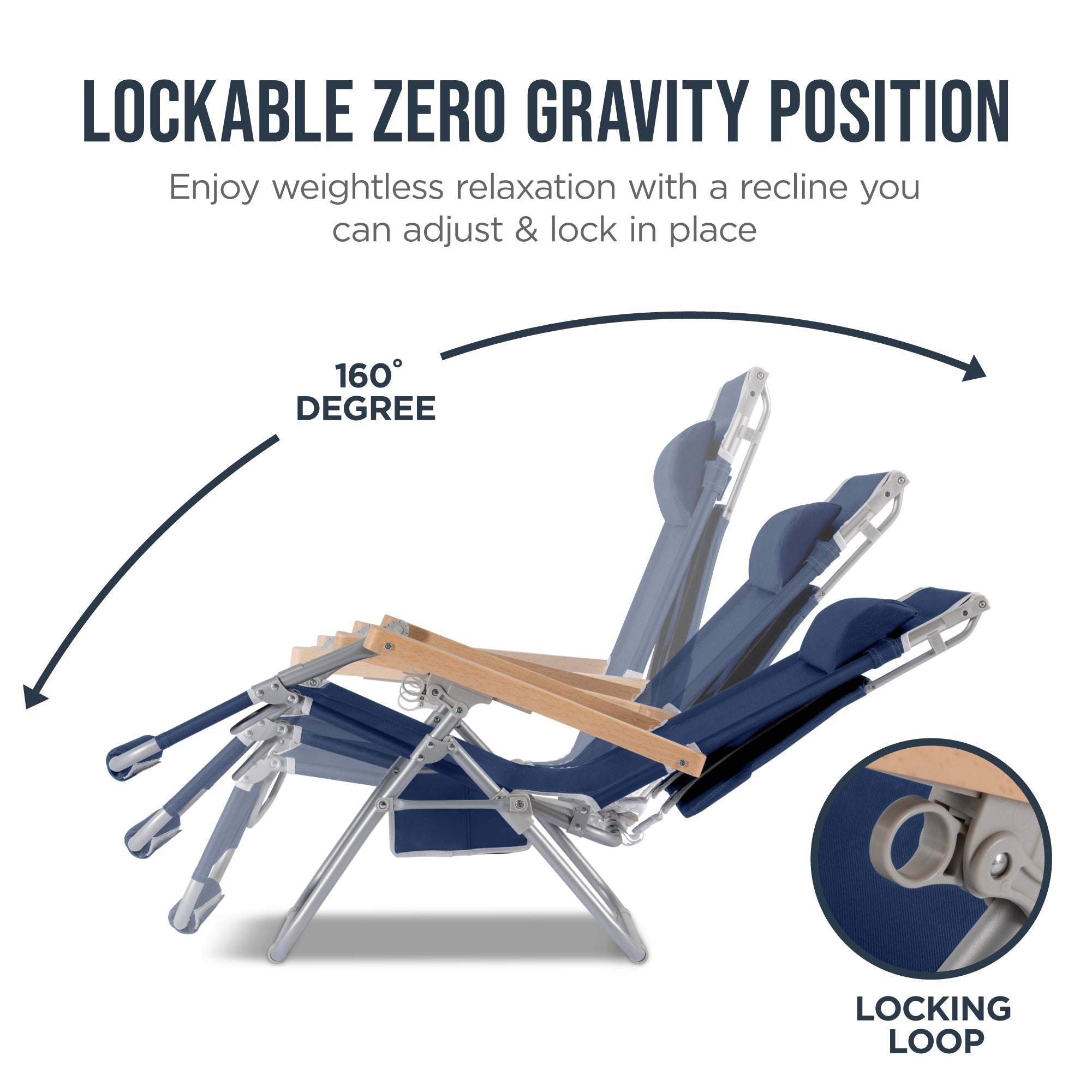 Zero Gravity Beach Chair with Adjustable Canopy and Carry Straps
