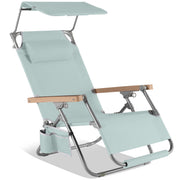 Zero Gravity Beach Chair with Adjustable Canopy and Carry Straps