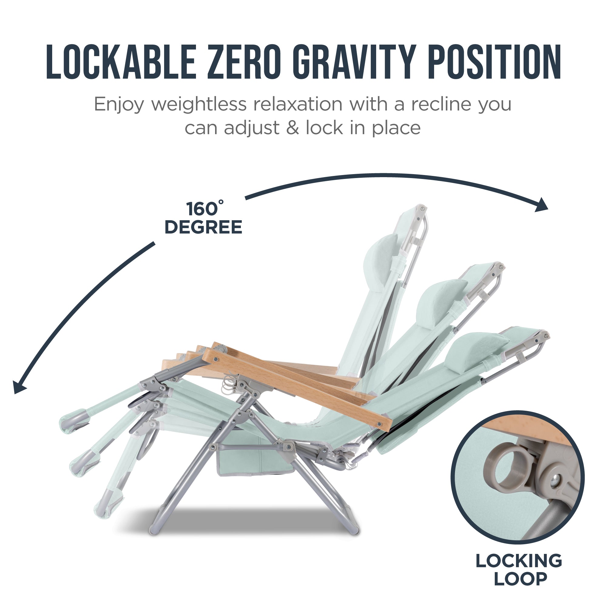 Zero Gravity Beach Chair with Adjustable Canopy and Carry Straps