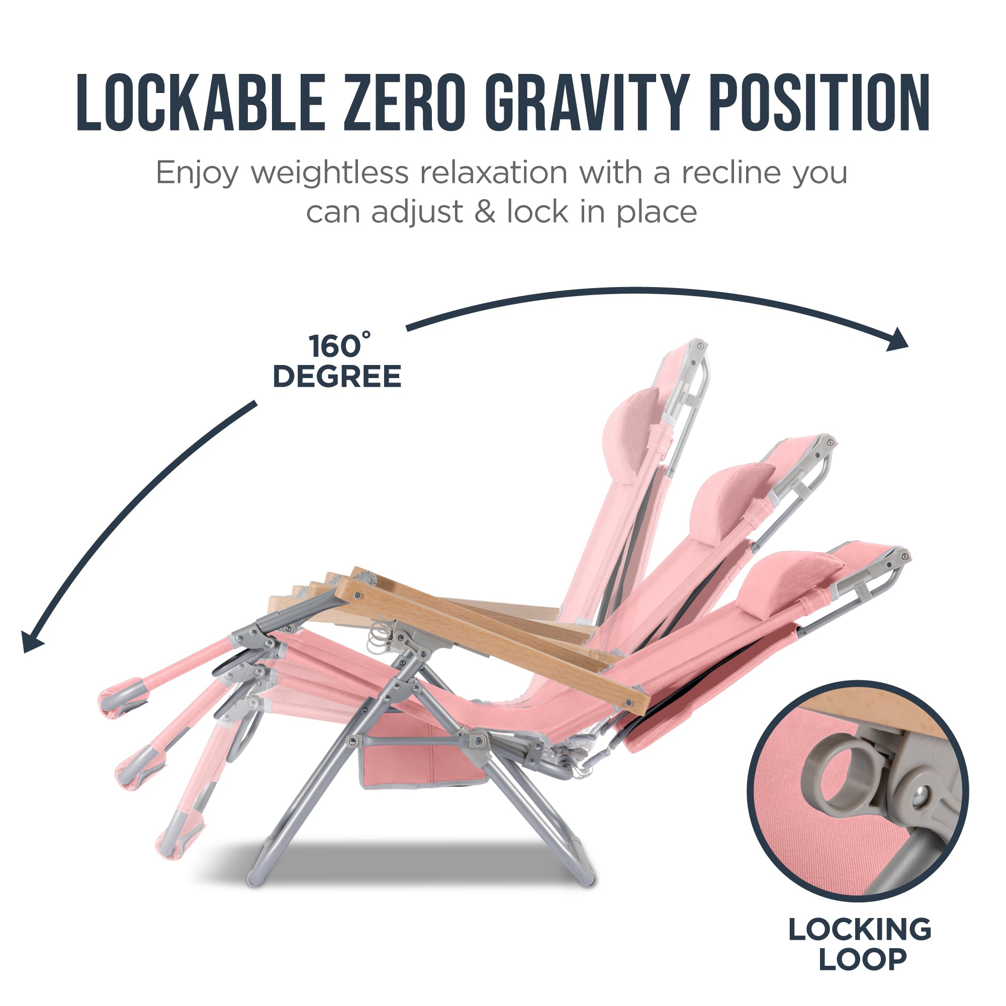 Zero Gravity Beach Chair with Adjustable Canopy and Carry Straps