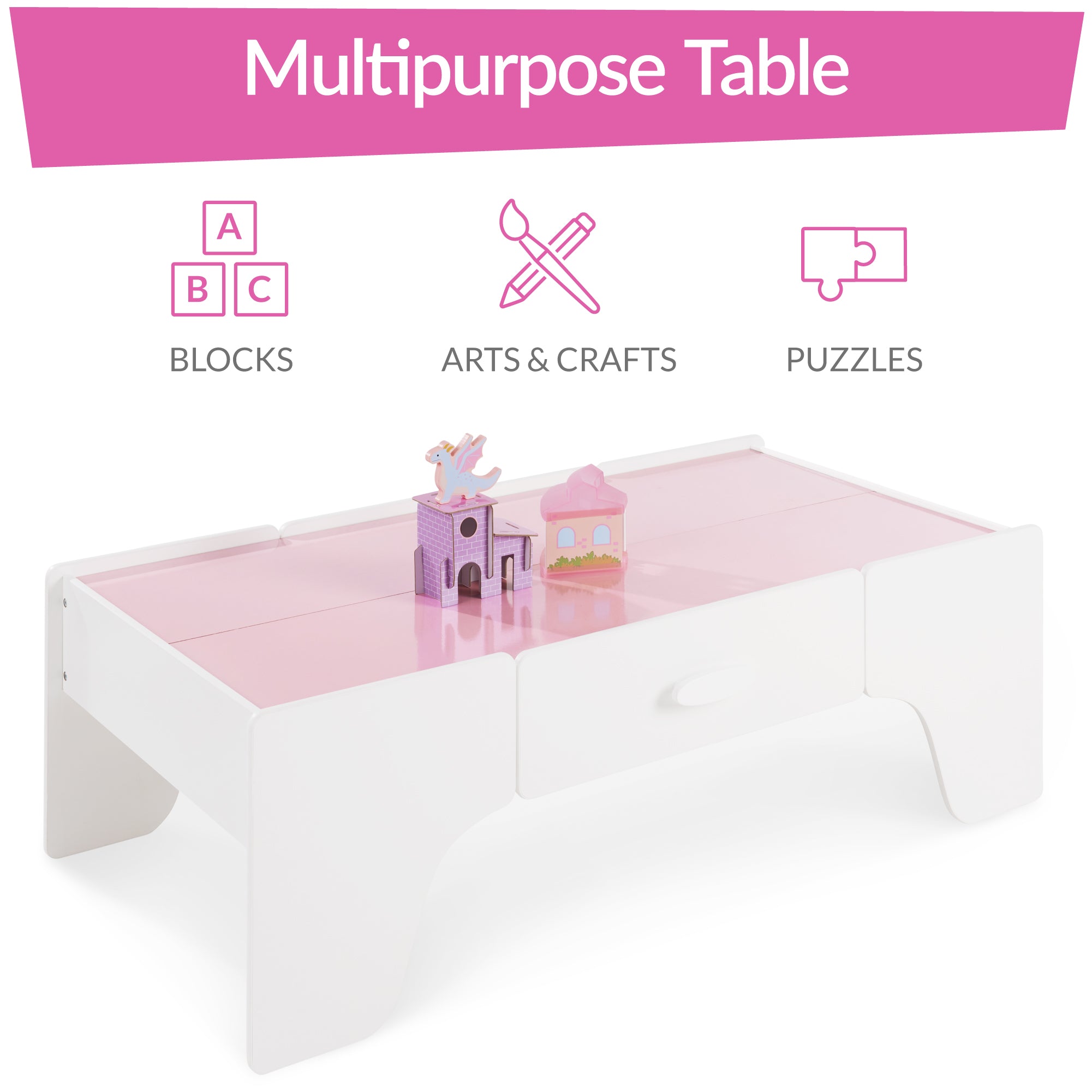 Princess Train Table for Toddlers, 50-Inch Train Set with Storage