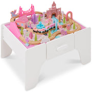 Princess Train Table for Toddlers, 32-Inch Train Set with Storage
