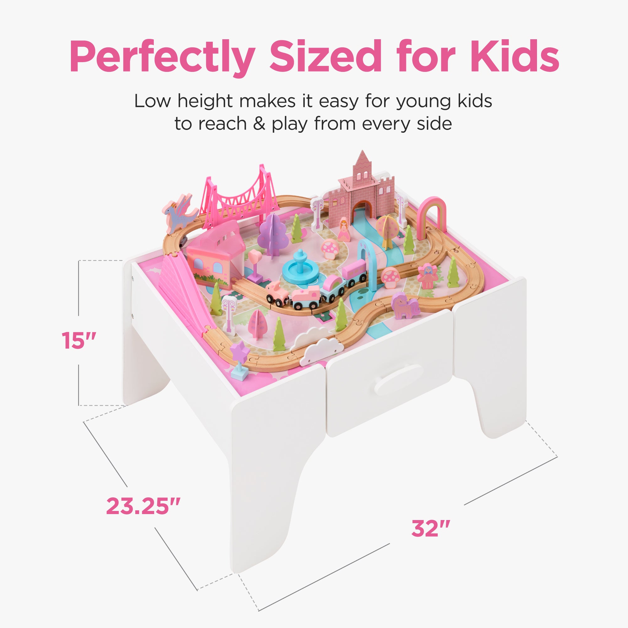 Princess Train Table for Toddlers, Train Set with Storage