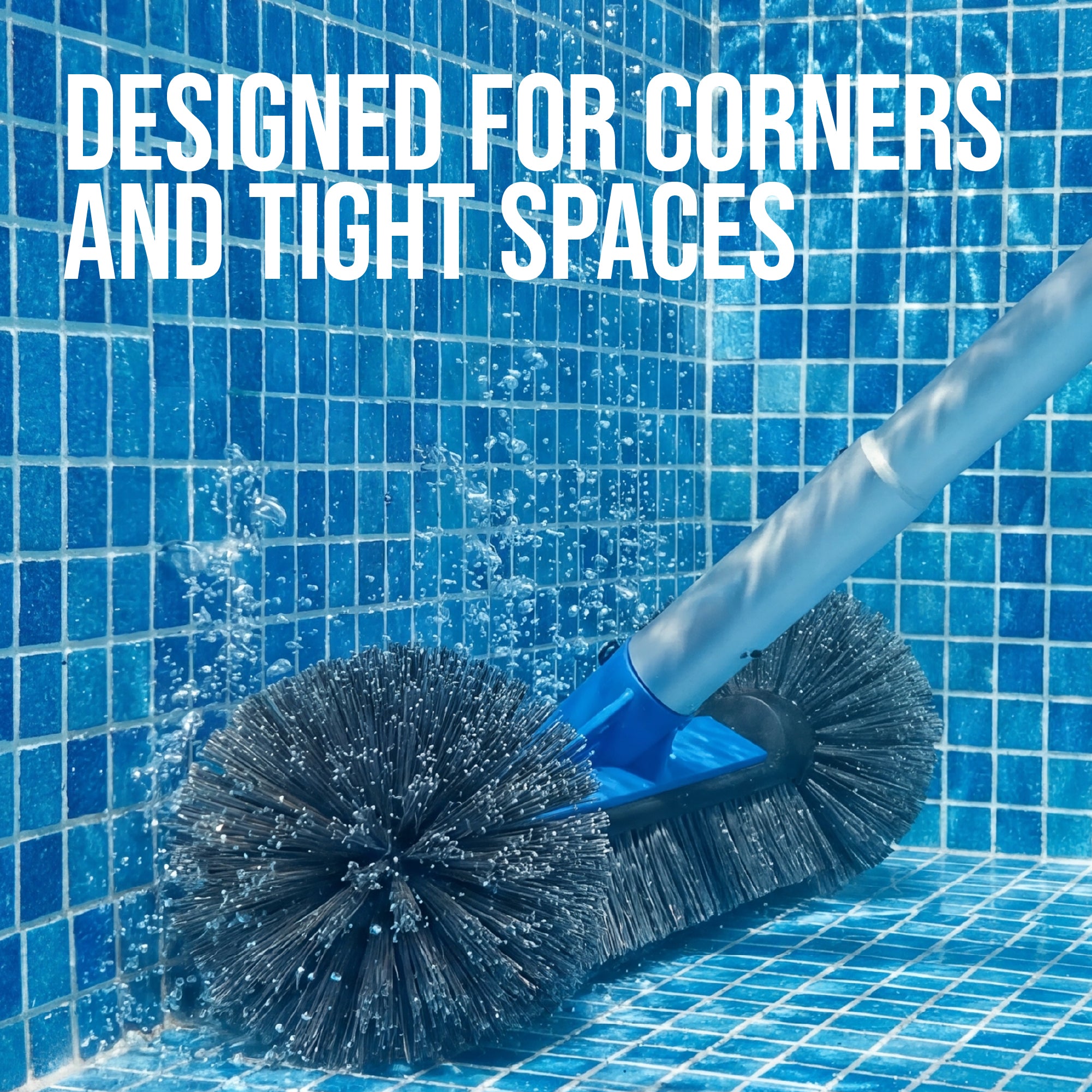 20" Pool Brush with 9 ft Aluminum Pole  Pool Wall & Floor Cleaning Set