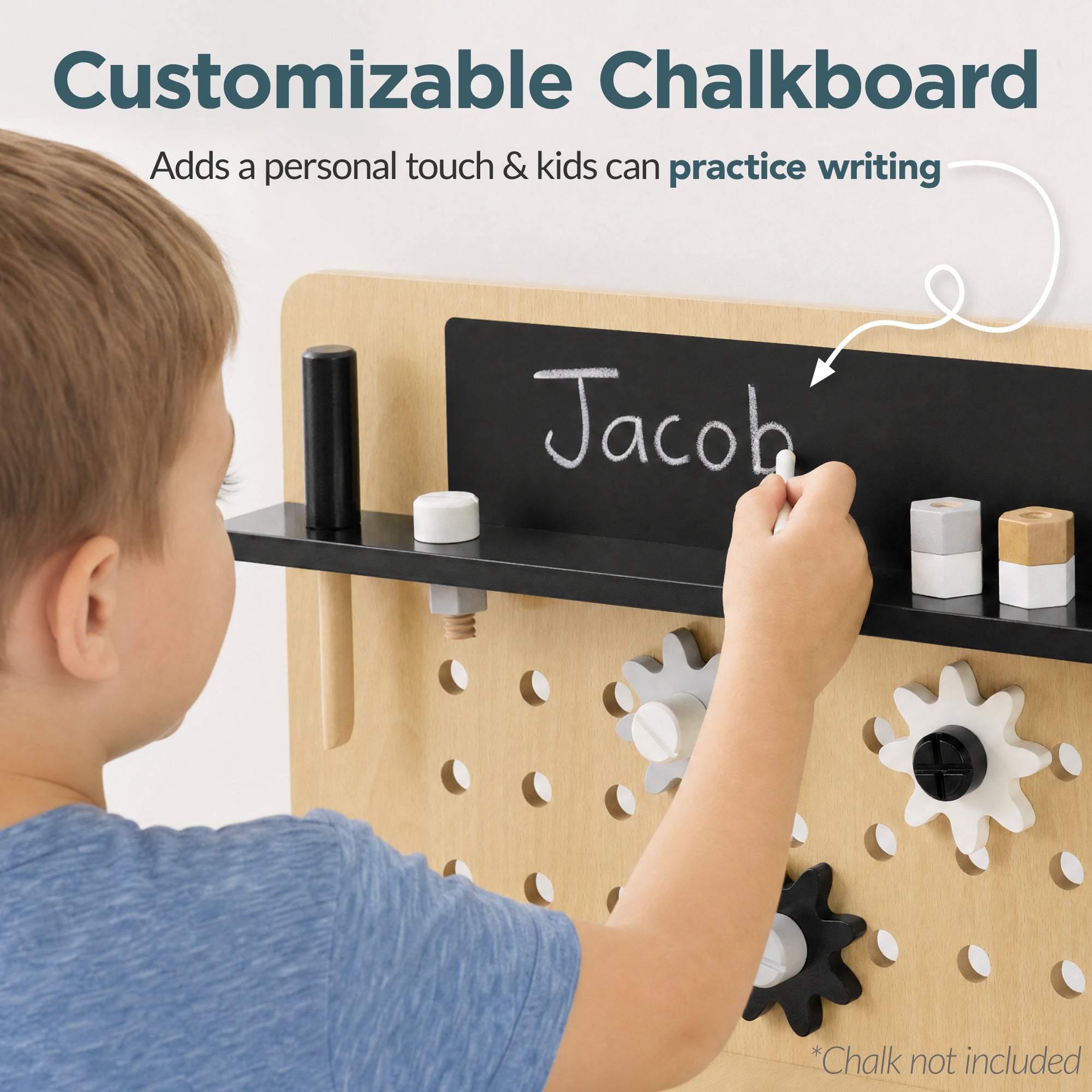 Wooden Kids Workbench w/ Battery-Powered Drill, Tool Set & Storage, Ages 3-5