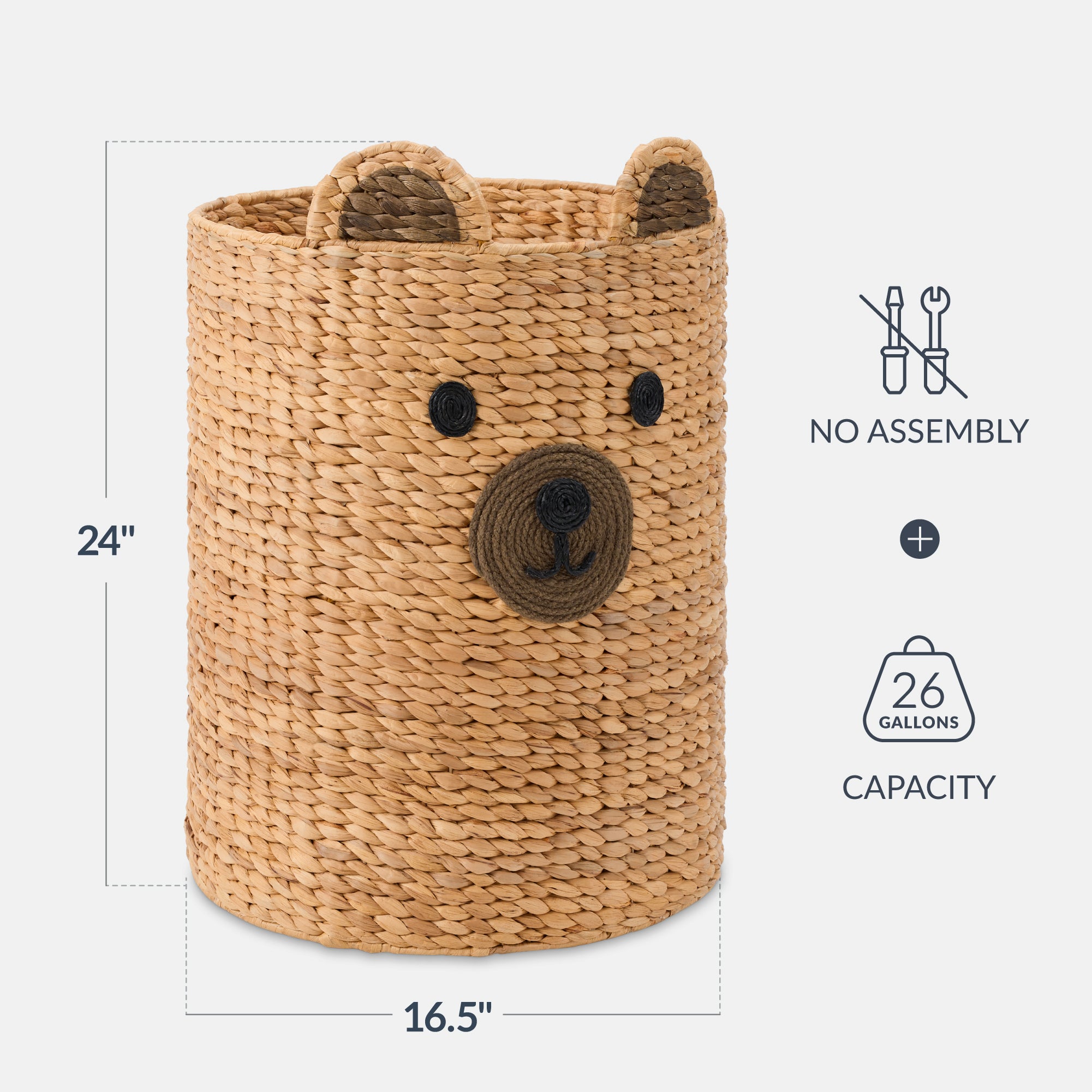 Kids Large Bear Laundry Hamper, Nursery & Kids Room Toy & Laundry Storage
