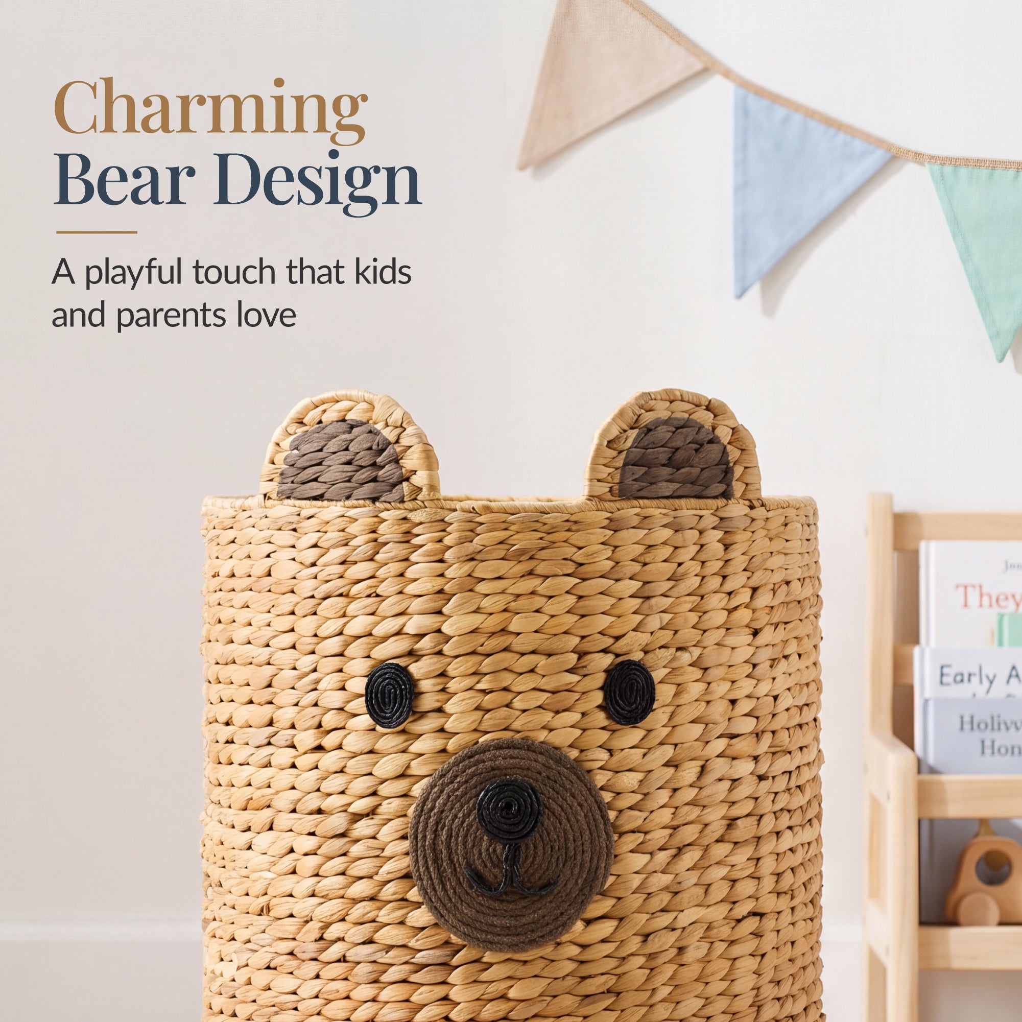 Kids Large Bear Laundry Hamper, Nursery & Kids Room Toy & Laundry Storage