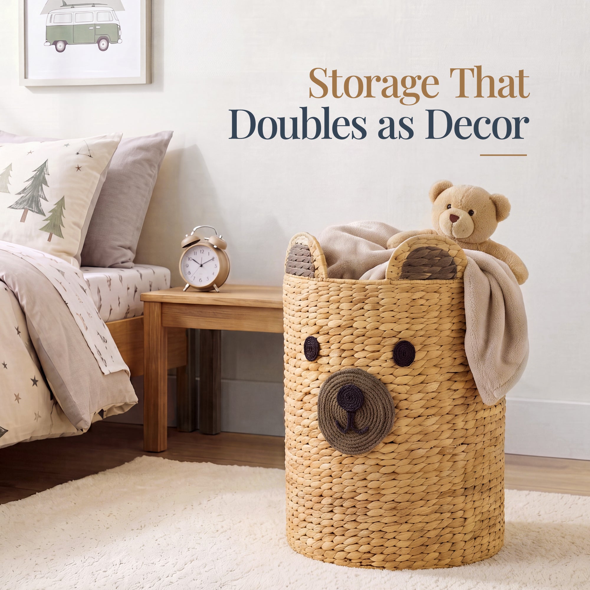 Kids Large Bear Laundry Hamper, Nursery & Kids Room Toy & Laundry Storage