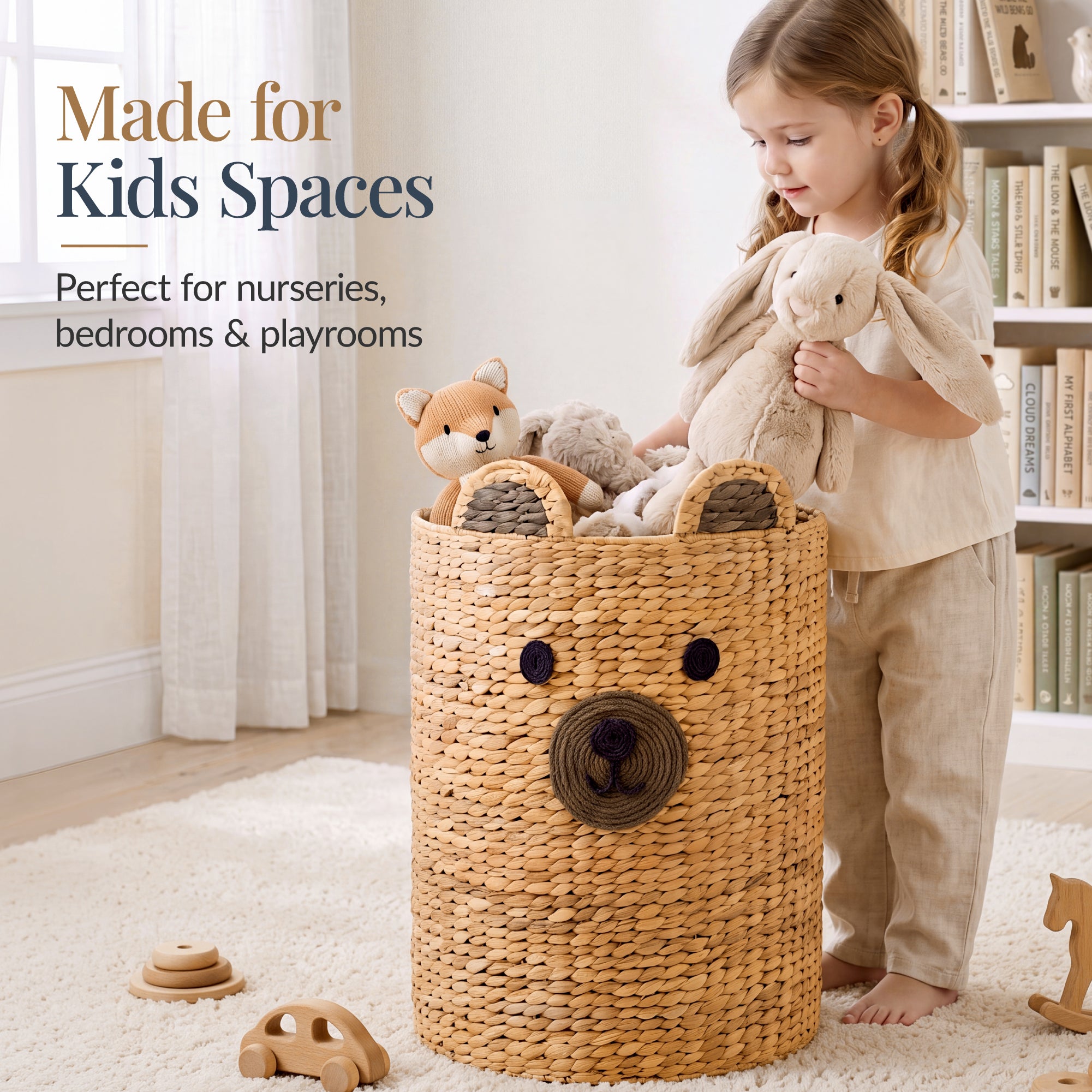 Kids Large Bear Laundry Hamper, Nursery & Kids Room Toy & Laundry Storage