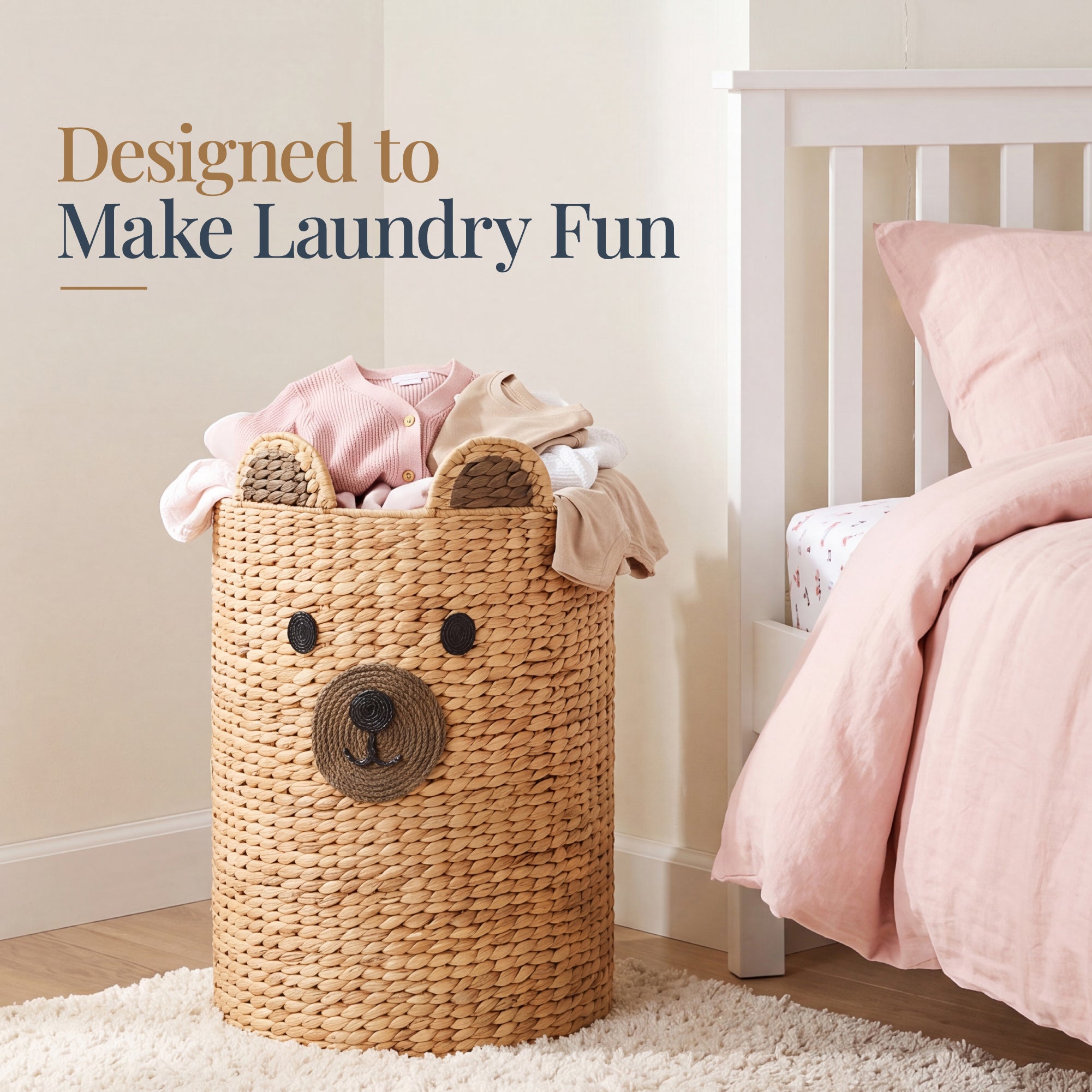 Kids Large Bear Laundry Hamper, Nursery & Kids Room Toy & Laundry Storage