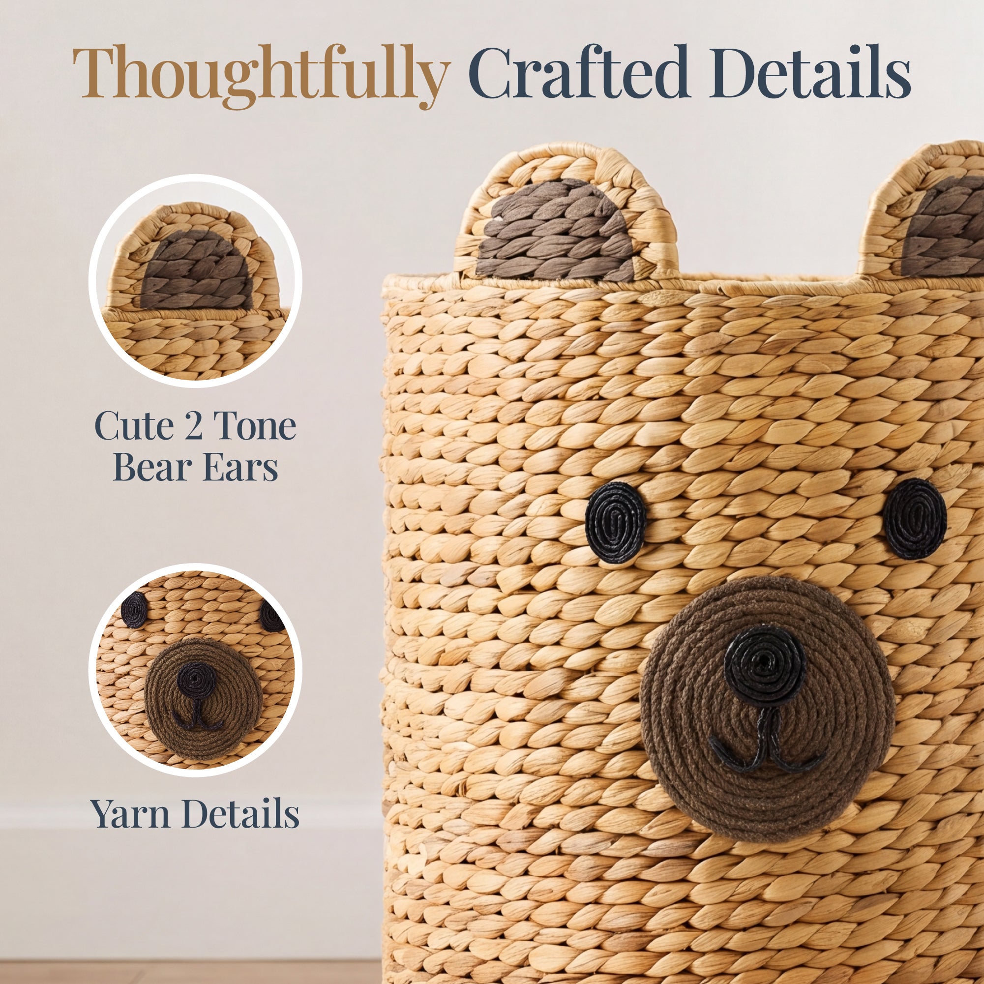 Kids Large Bear Laundry Hamper, Nursery & Kids Room Toy & Laundry Storage
