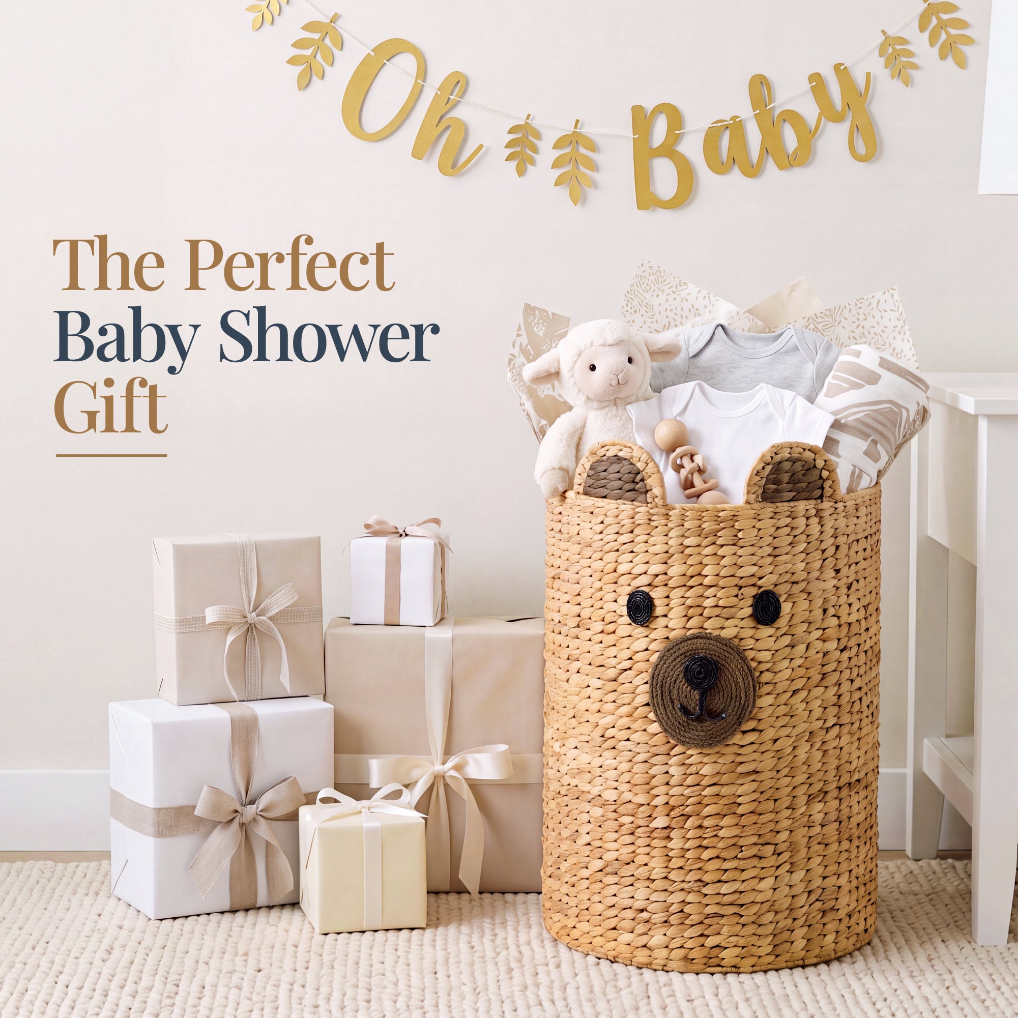 Kids Large Bear Laundry Hamper, Nursery & Kids Room Toy & Laundry Storage