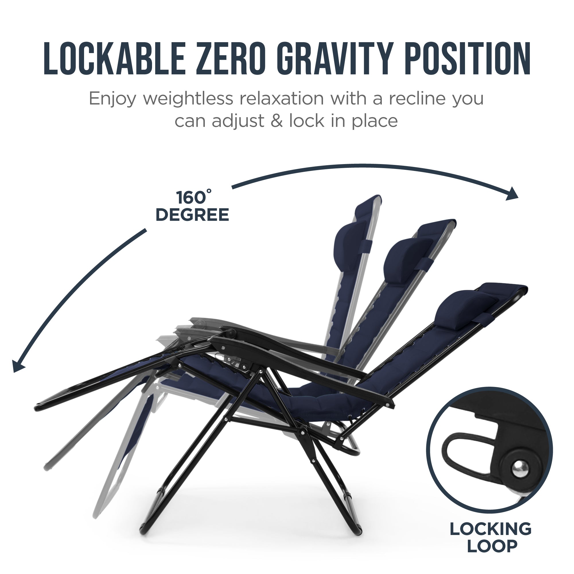 Padded Zero Gravity Recliner Lounger w/Side Tray