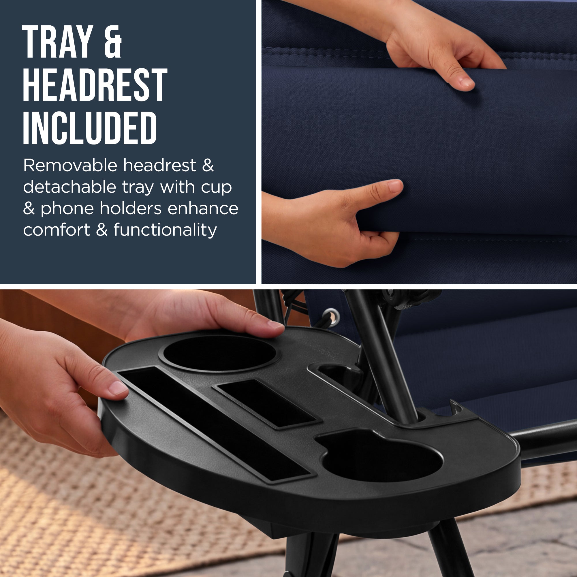 Padded Zero Gravity Recliner Lounger w/Side Tray