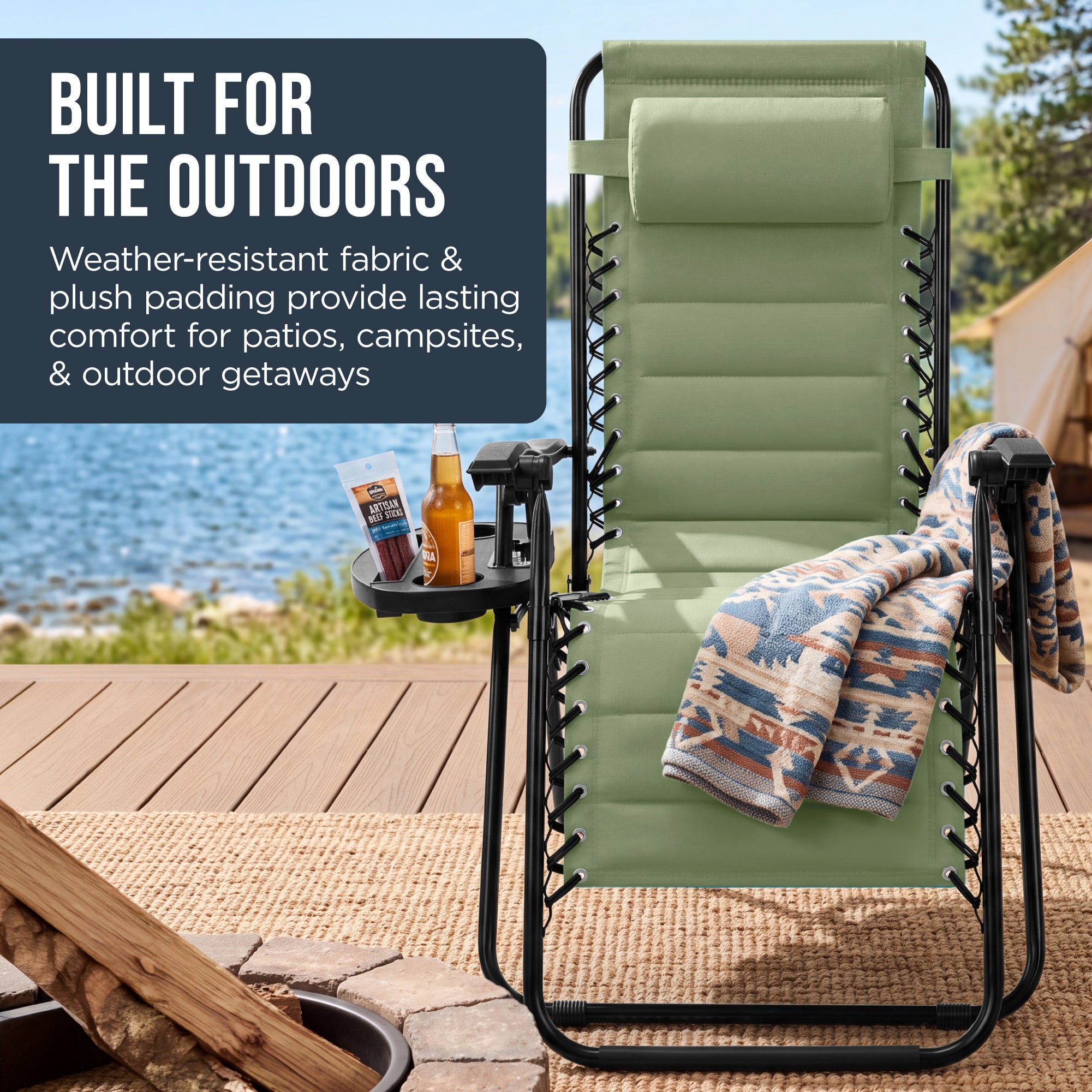 Padded Zero Gravity Recliner Lounger w/Side Tray