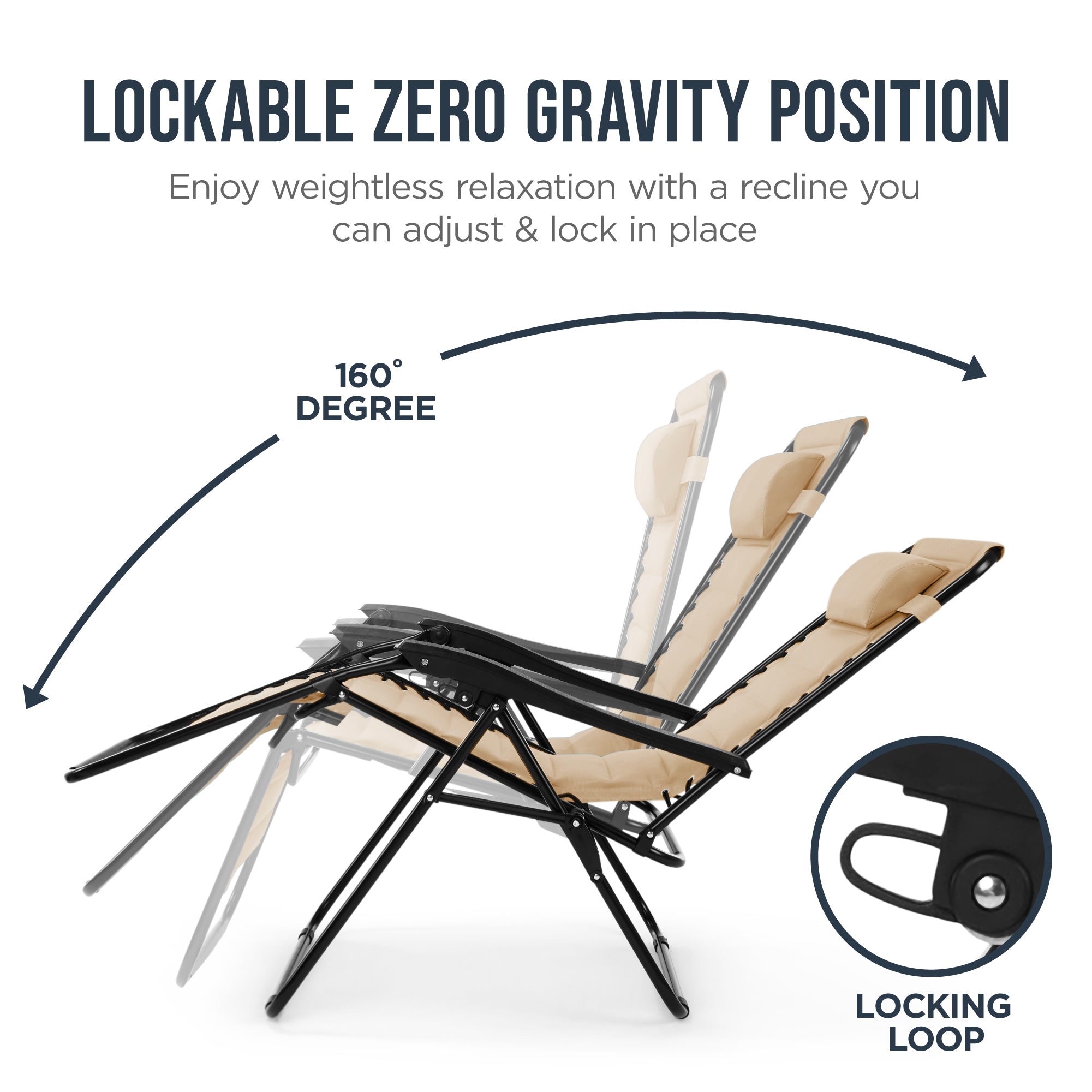 Padded Zero Gravity Recliner Lounger w/Side Tray
