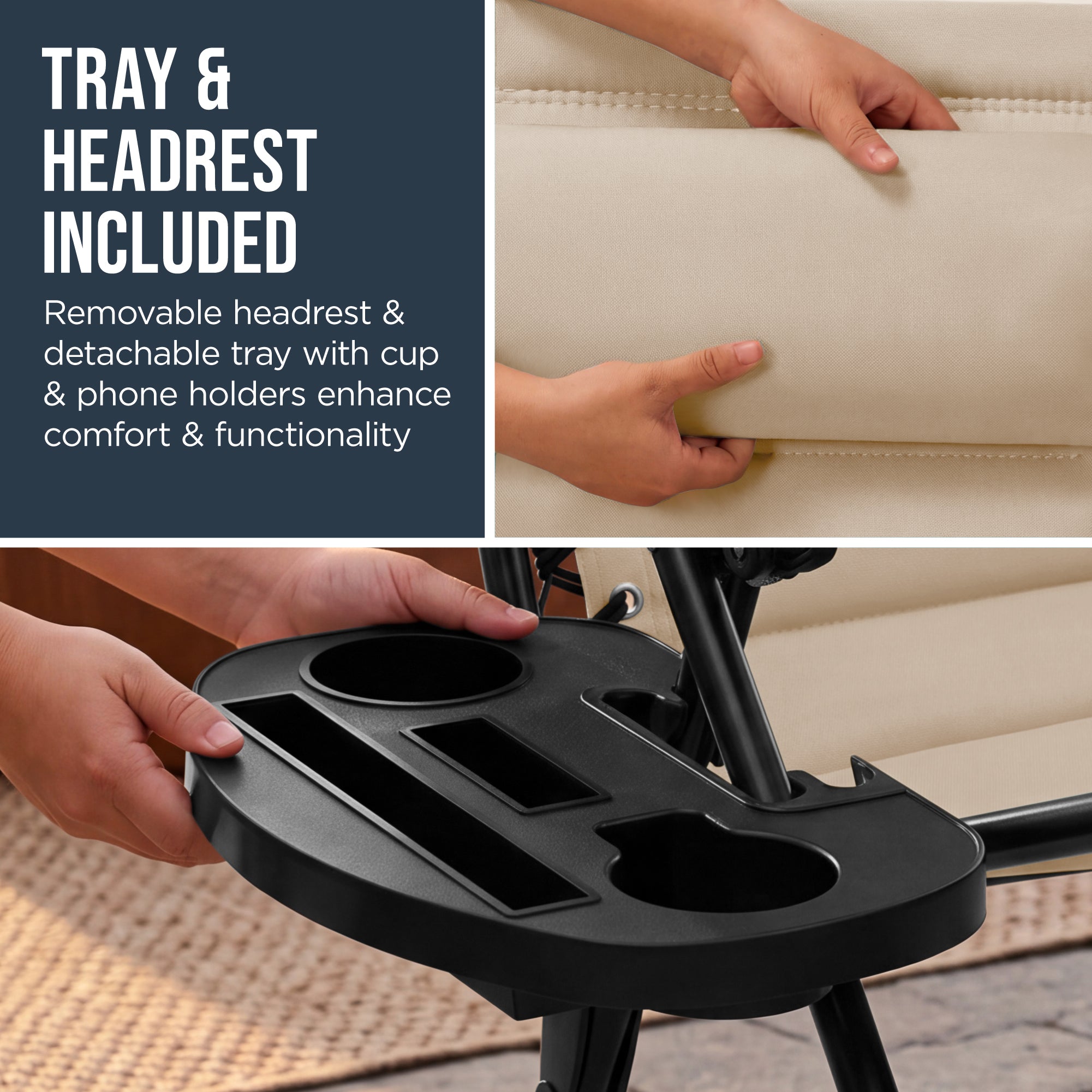 Padded Zero Gravity Recliner Lounger w/Side Tray