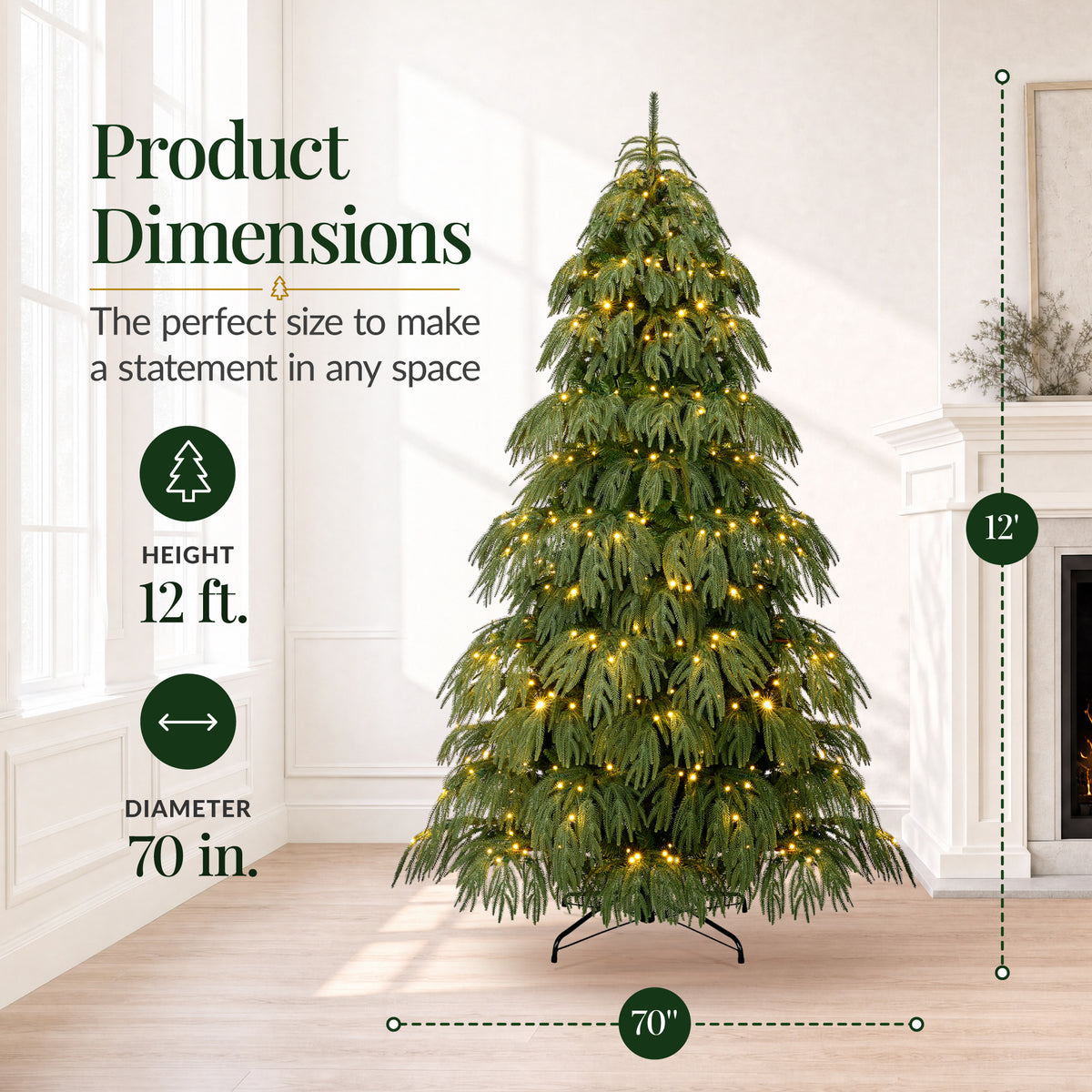 Pre-Lit Artificial Norfolk Pine Christmas Tree Downswept Noble Holiday Decor
