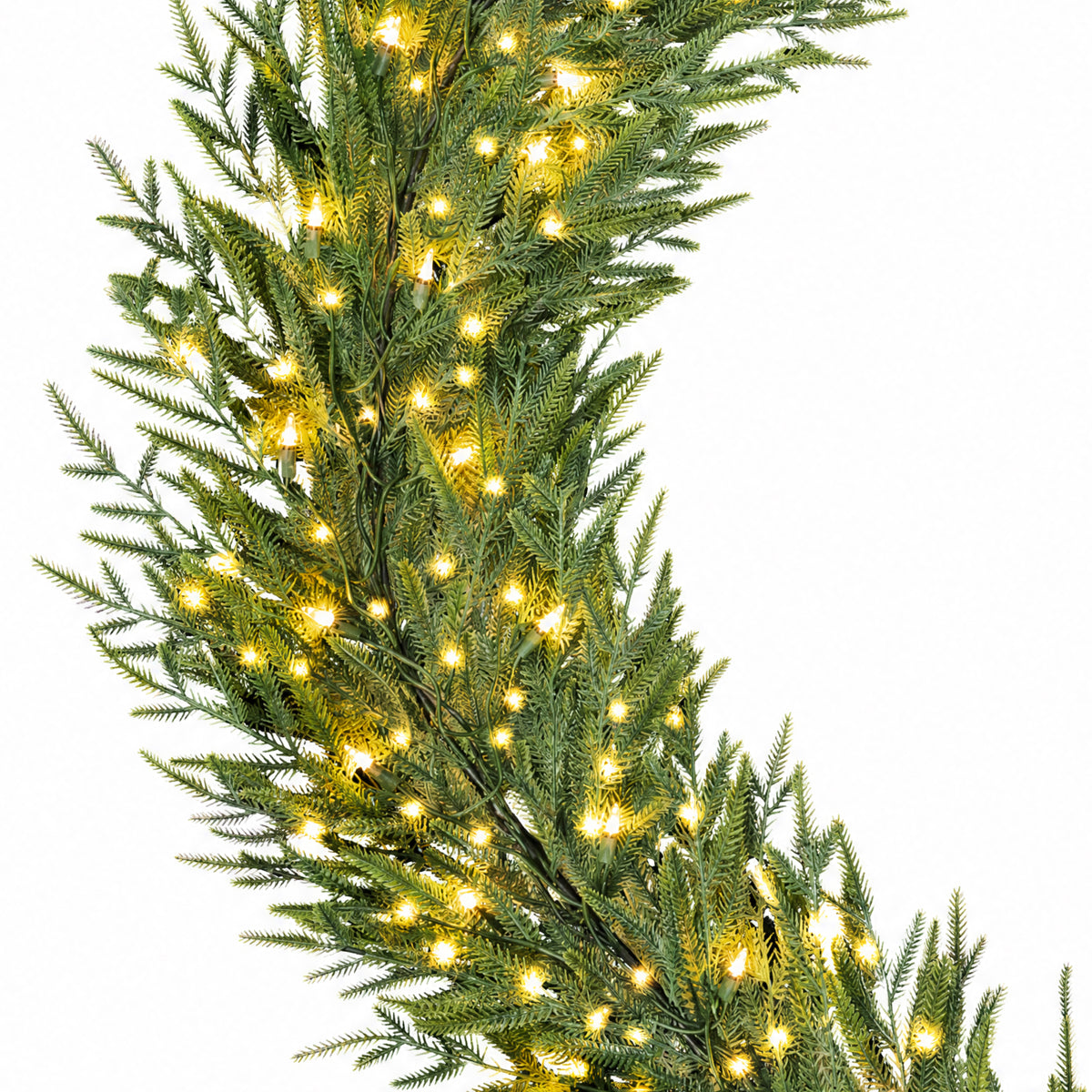 9Ft Artificial Pre-Lit Christmas Garland Norfolk Pine w/ White Lights