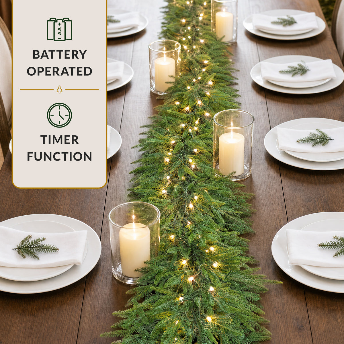 9Ft Artificial Pre-Lit Christmas Garland Norfolk Pine w/ White Lights