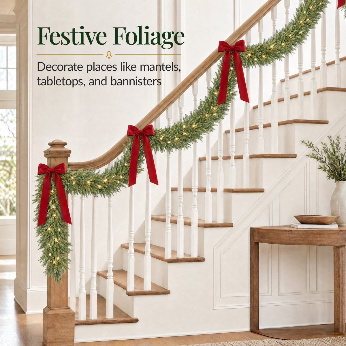 9Ft Artificial Pre-Lit Christmas Garland Norfolk Pine w/ White Lights