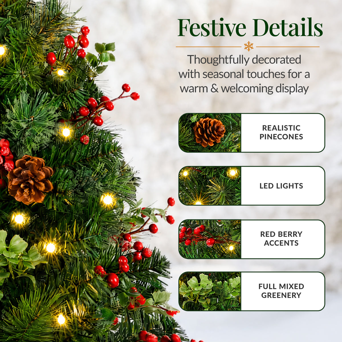 Set of 2 Outdoor Pathway Christmas Trees, Battery Pre-Lit Holiday Decor LEDs
