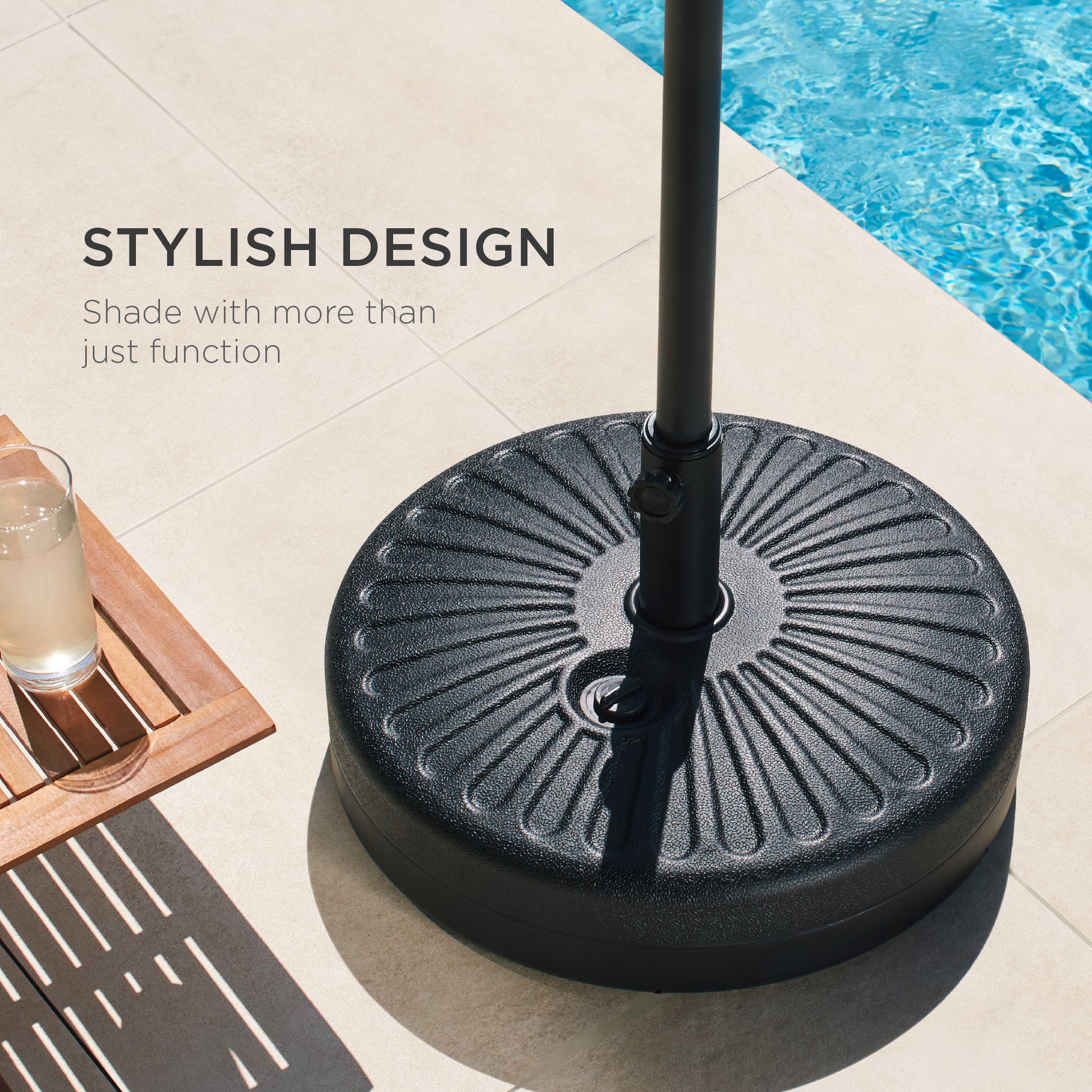Plastic Patio Umbrella Base Pole Holder Accessory w/ Adjustable Knob – Best Choice Products