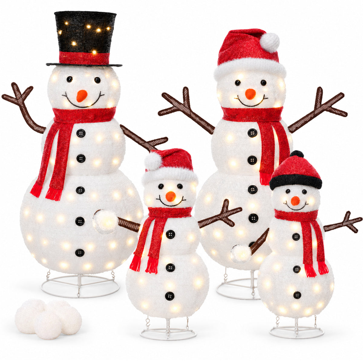 Lighted 4ft Pop-Up Christmas Snowman Family Large Prelit Outdoor Yard Decor