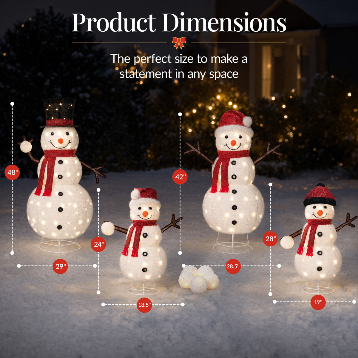 Lighted 4ft Pop-Up Christmas Snowman Family Large Prelit Outdoor Yard Decor