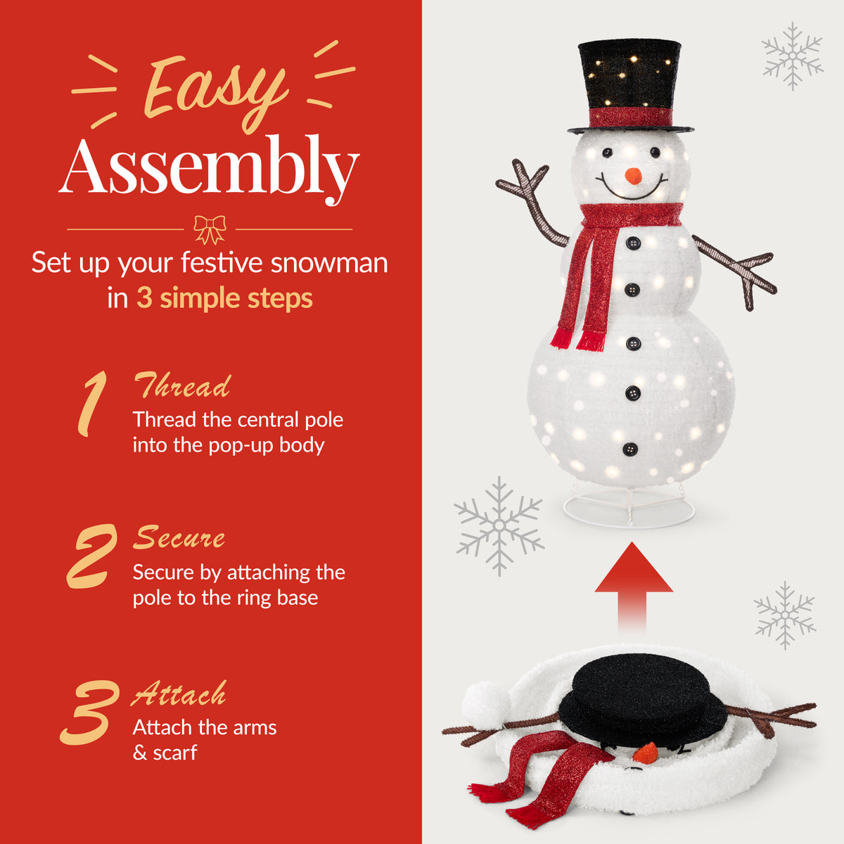 Lighted 4ft Pop-Up Christmas Snowman Family Large Prelit Outdoor Yard Decor