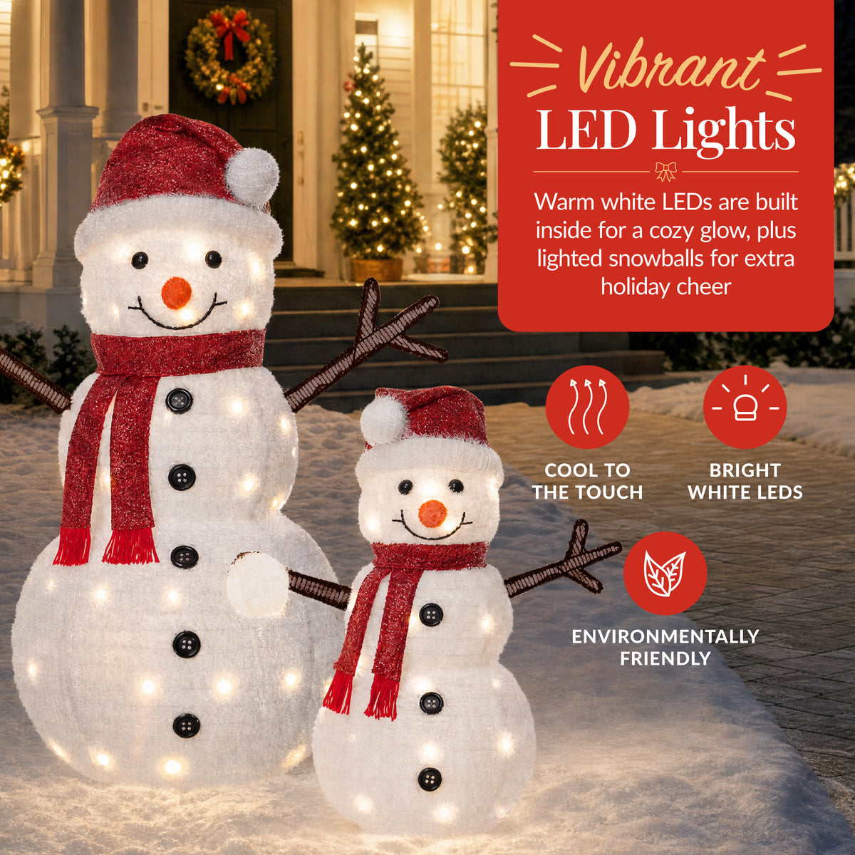 Lighted 4ft Pop-Up Christmas Snowman Family Large Prelit Outdoor Yard Decor