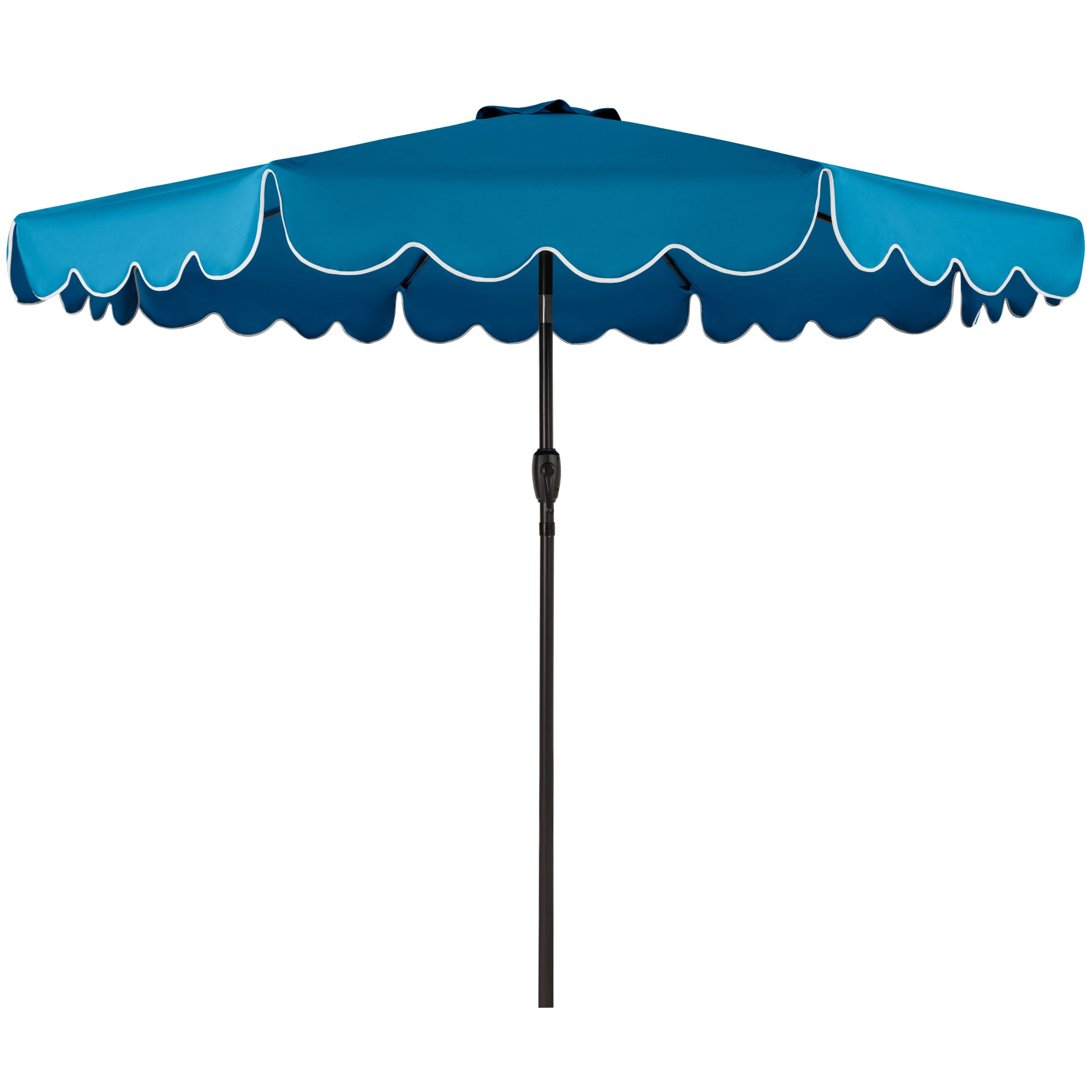 9ft Patio Market Umbrella, Scallop Trim, UV-Fade-Resistant, Crank & Tilt