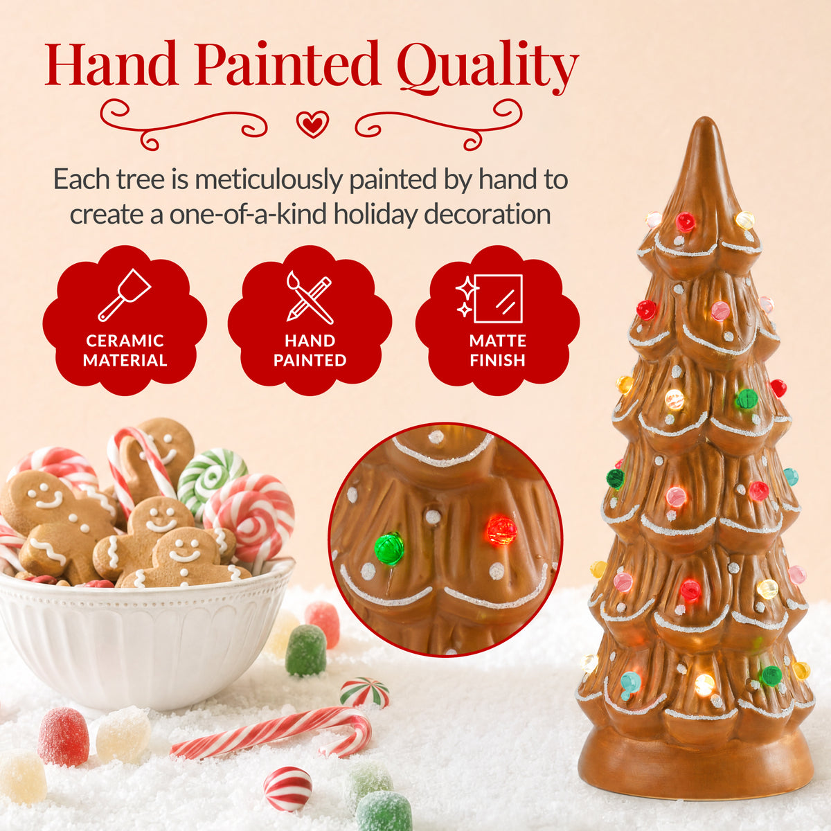 Set of 3 Pre-Lit Ceramic Tabletop Christmas Trees