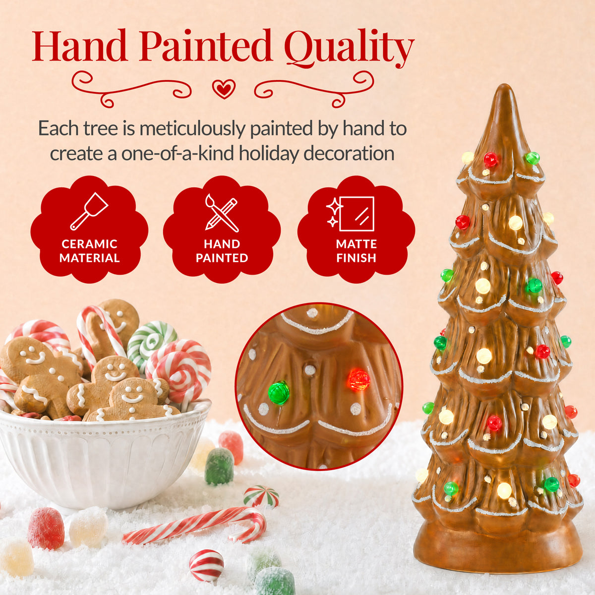 Set of 3 Pre-Lit Ceramic Tabletop Christmas Trees