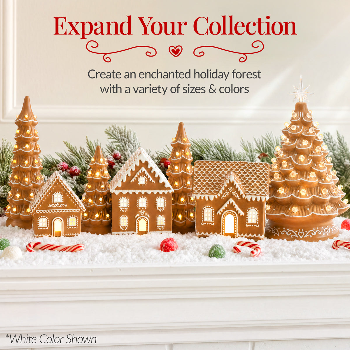 Set of 3 Pre-Lit Ceramic Tabletop Christmas Trees