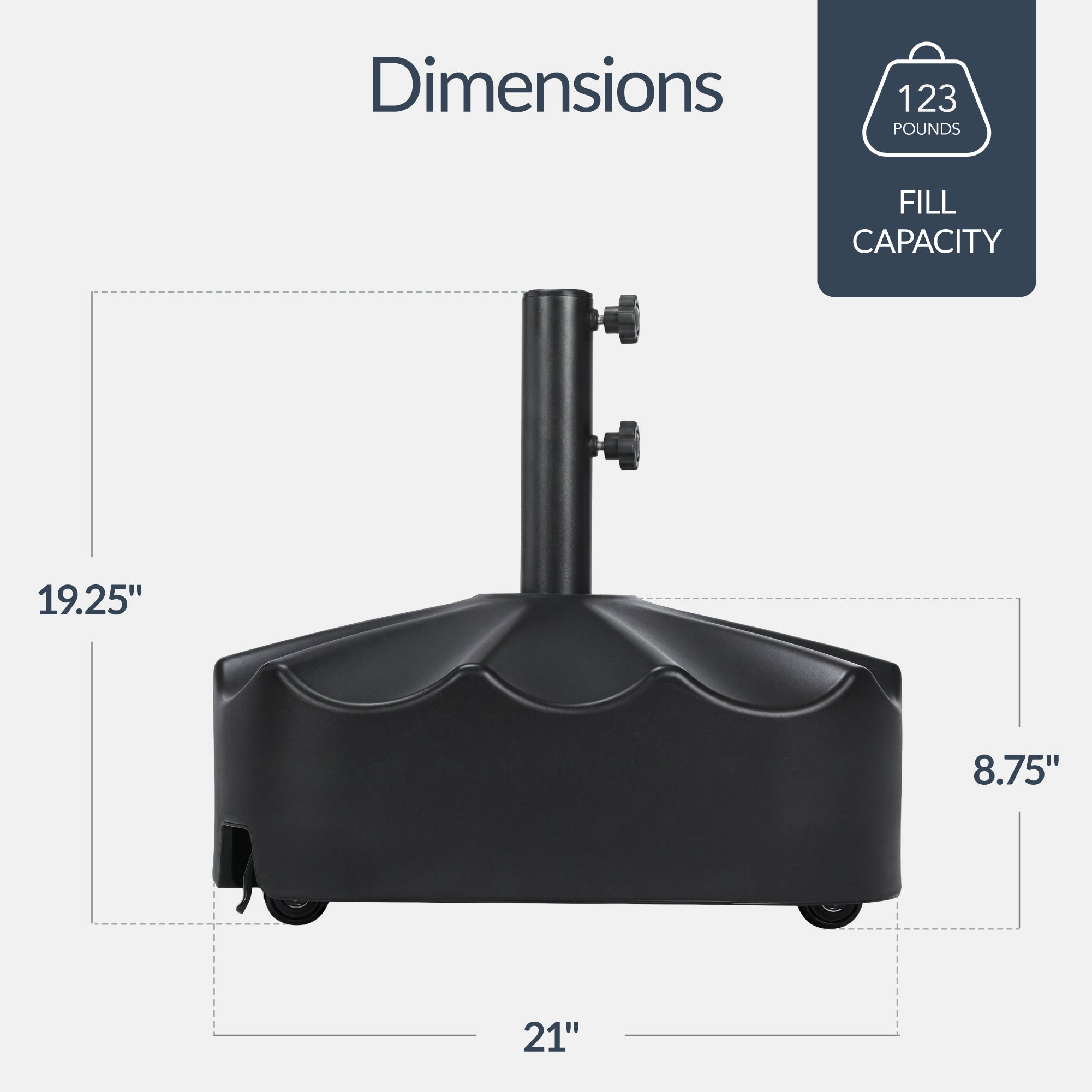 123lb Capacity Fillable Mobile Umbrella Base w/ 4 wheels - Wavy Design