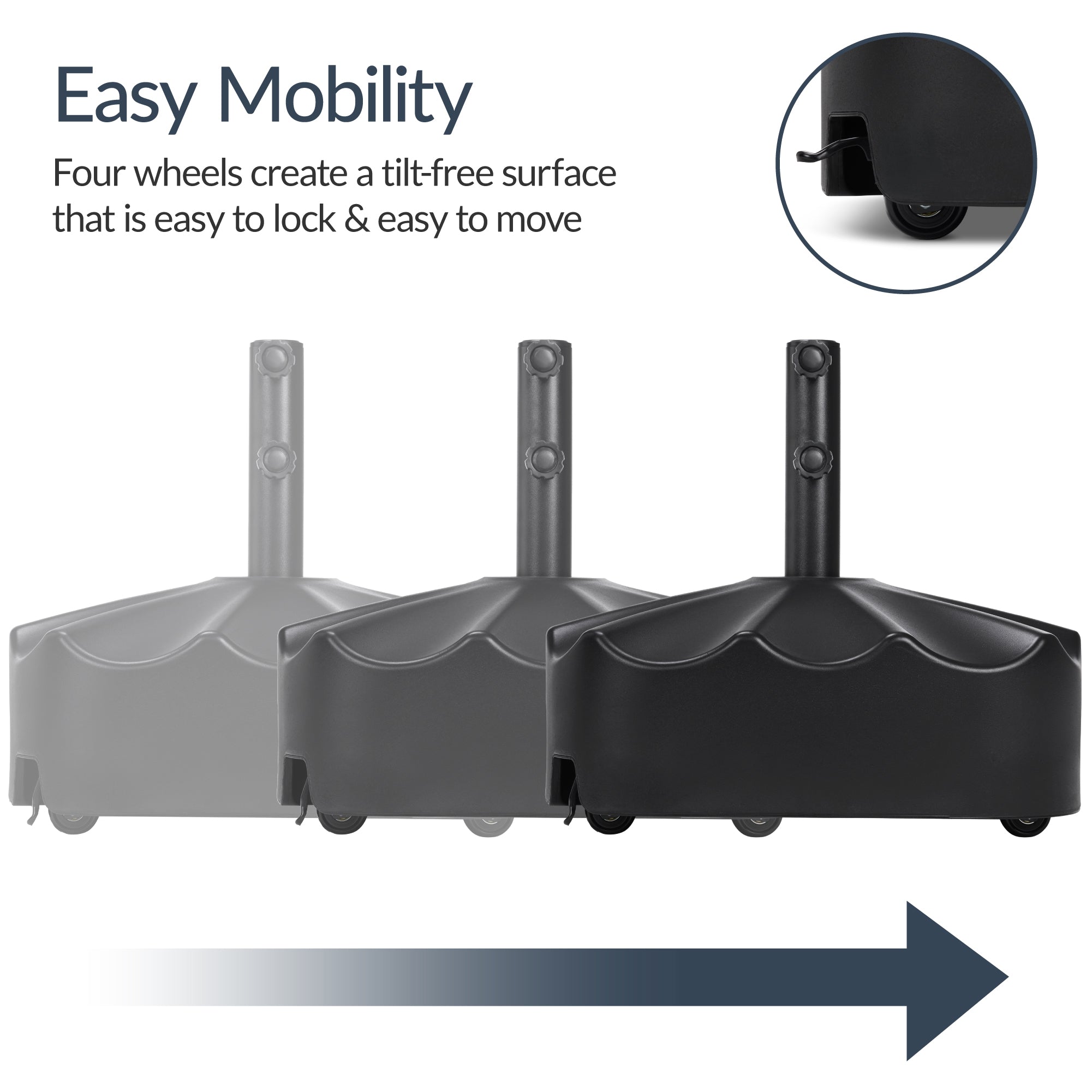 123lb Capacity Fillable Mobile Umbrella Base w/ 4 wheels - Wavy Design