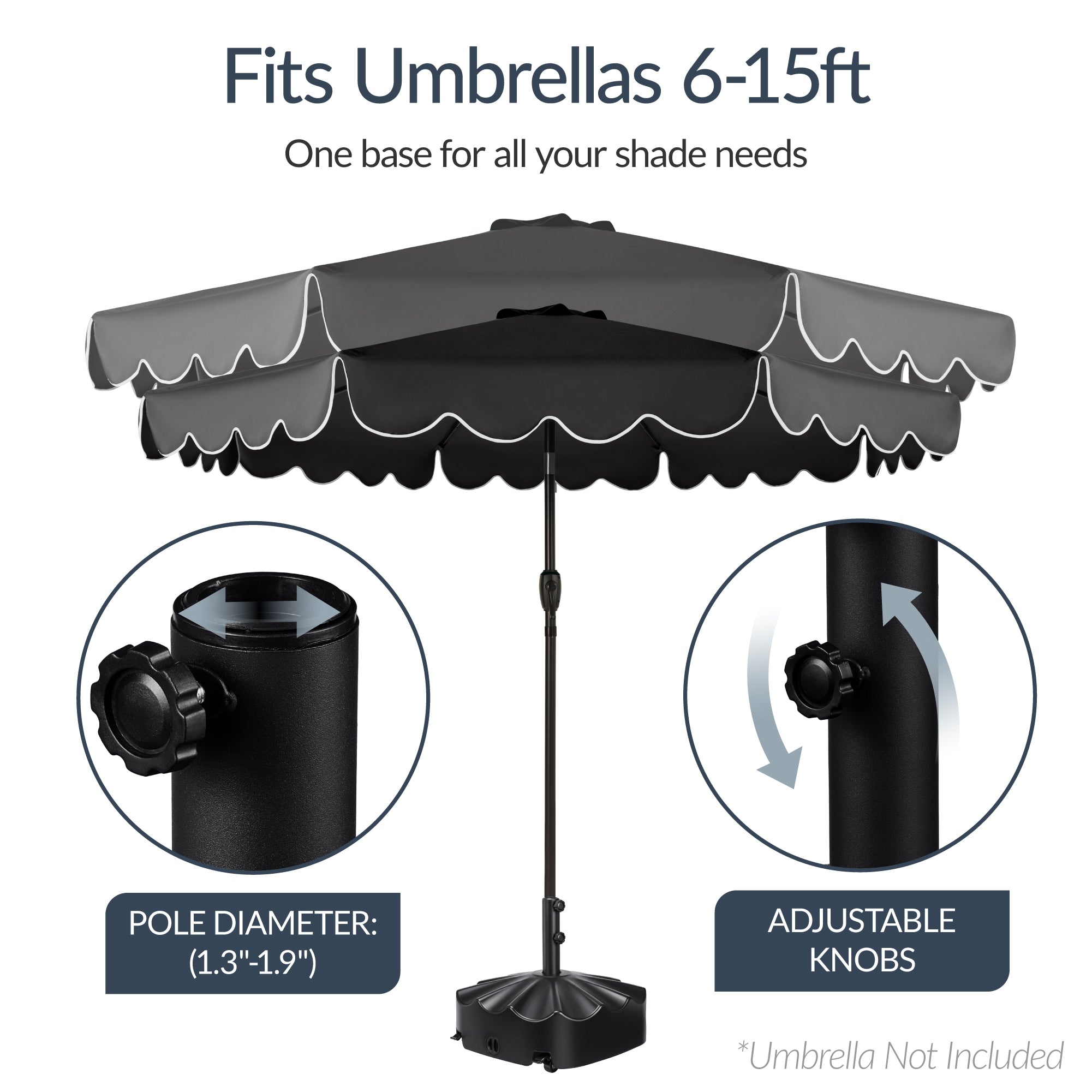 123lb Capacity Fillable Mobile Umbrella Base w/ 4 wheels - Wavy Design